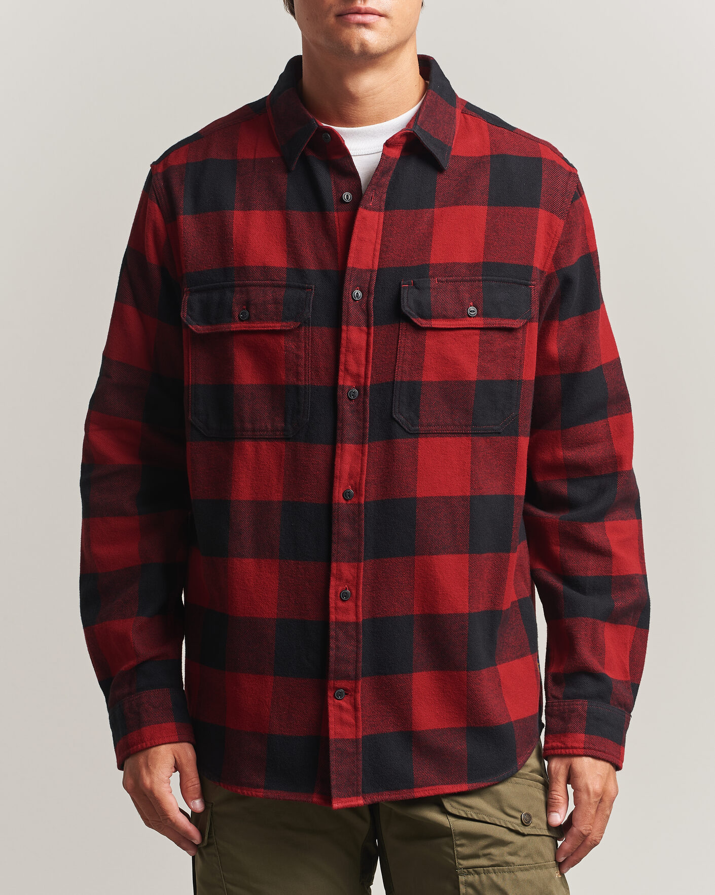 Hombres | Camisas | Fjällräven | Övik Heavy Flannel Shirt Red/Black