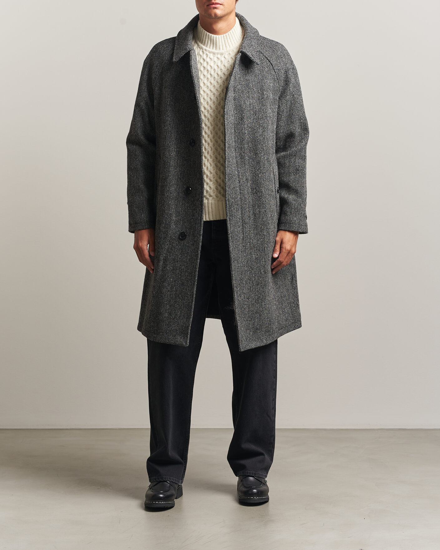Hombres | Abrigos y chaquetas | Gloverall | Hynes Harris Tweed Coat Charcoal Herringbone