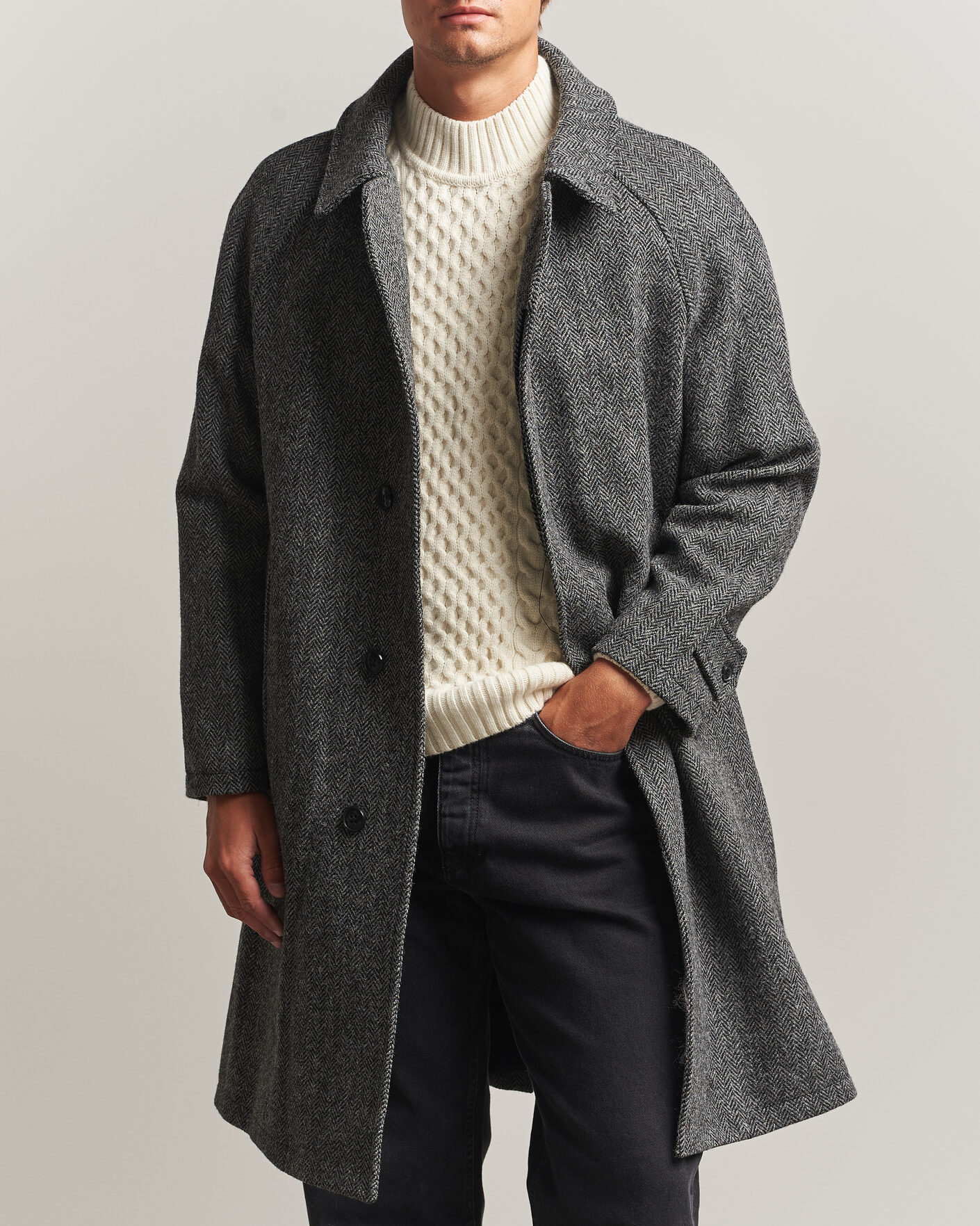 Hombres | Abrigos y chaquetas | Gloverall | Hynes Harris Tweed Coat Charcoal Herringbone