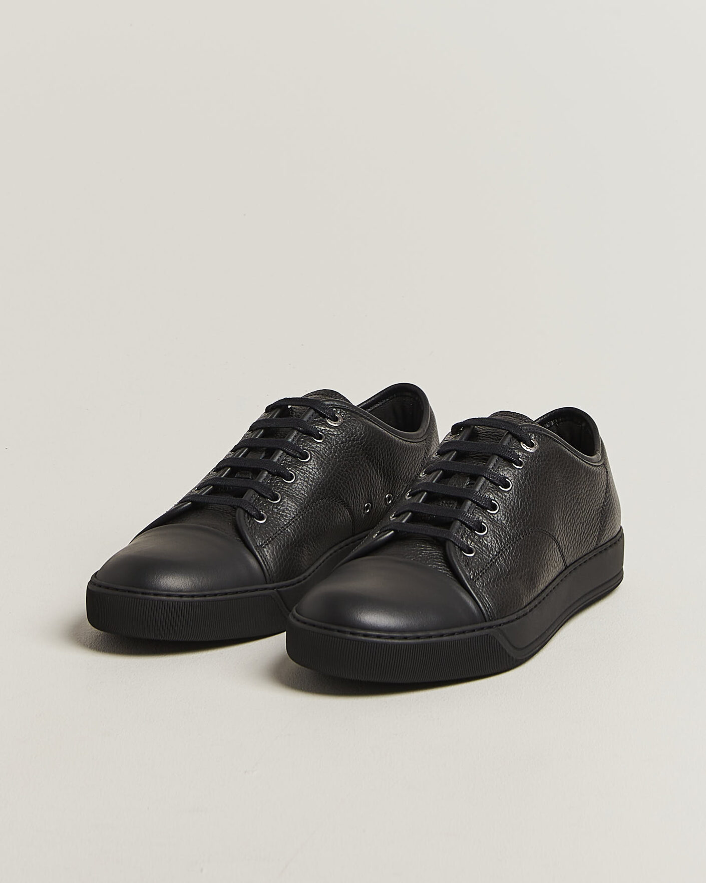 Hombres | Zapatillas | Lanvin | DBB1 Grain Leather Cap Toe Sneaker Black