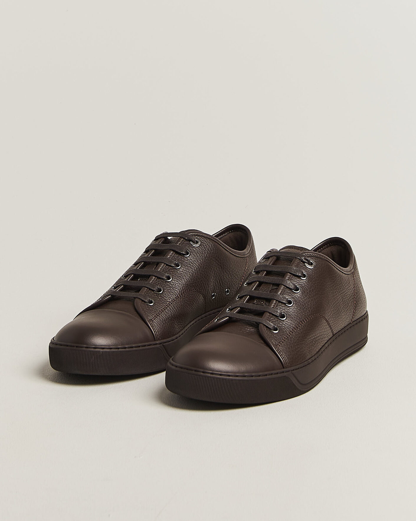 Hombres | Zapatillas | Lanvin | DBB1 Grain Leather Cap Toe Sneaker Brown