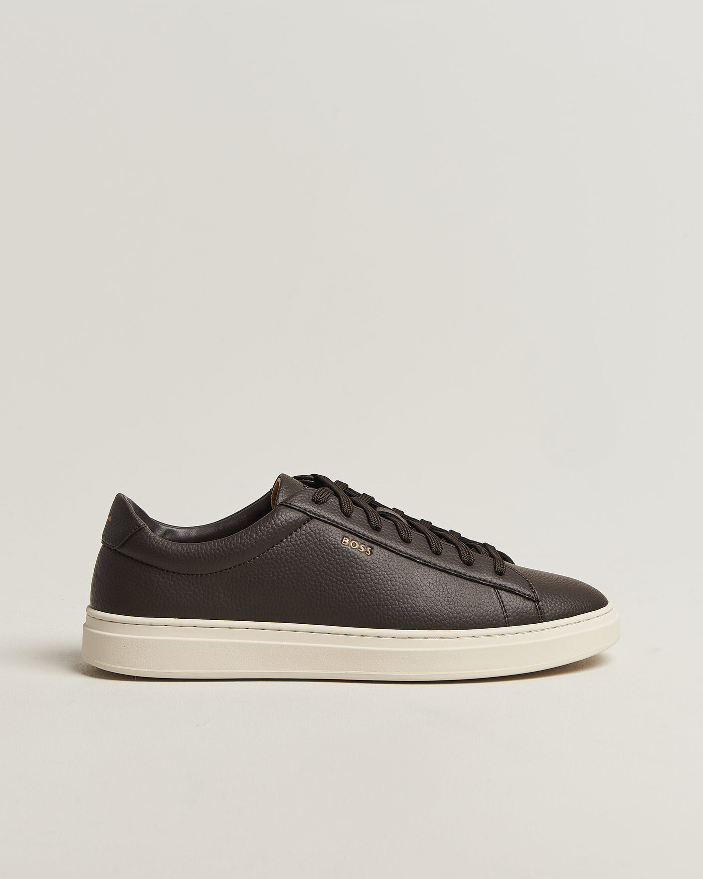 Hombres | Zapatillas | BOSS BLACK | Kieran Grained Leather Sneaker Dark Brown