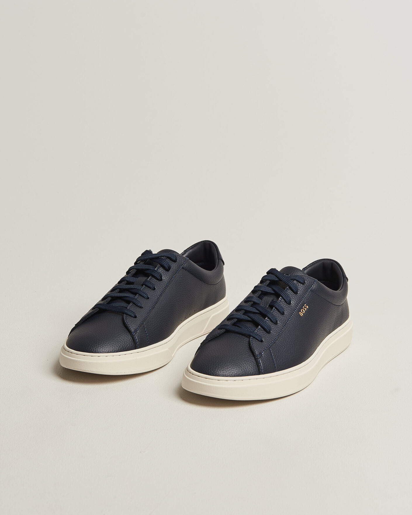 Hombres | Zapatillas | BOSS BLACK | Kieran Grained Leather Sneaker Dark Blue