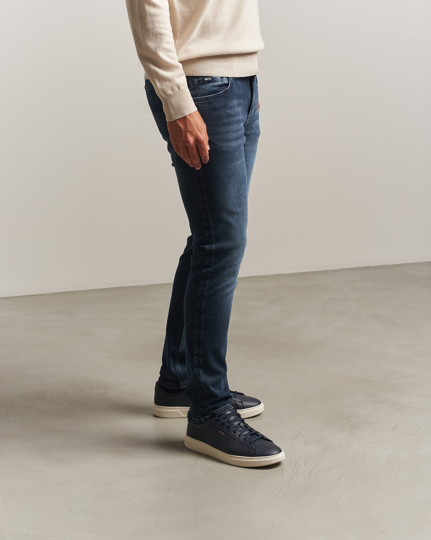 Hombres | Zapatillas | BOSS BLACK | Kieran Grained Leather Sneaker Dark Blue