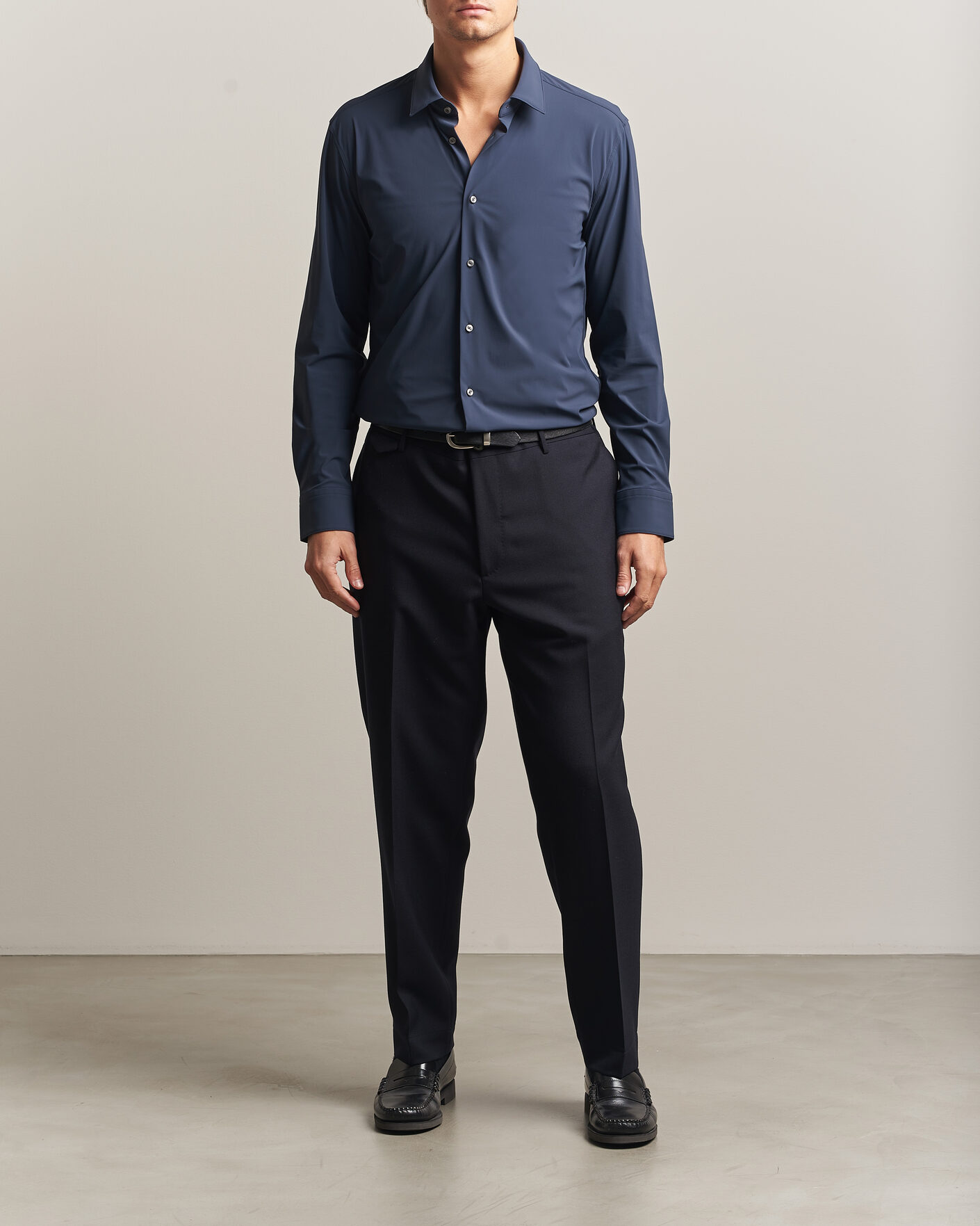 Hombres | Camisas | BOSS BLACK | Hank 4-Way Stretch Shirt Dark Blue
