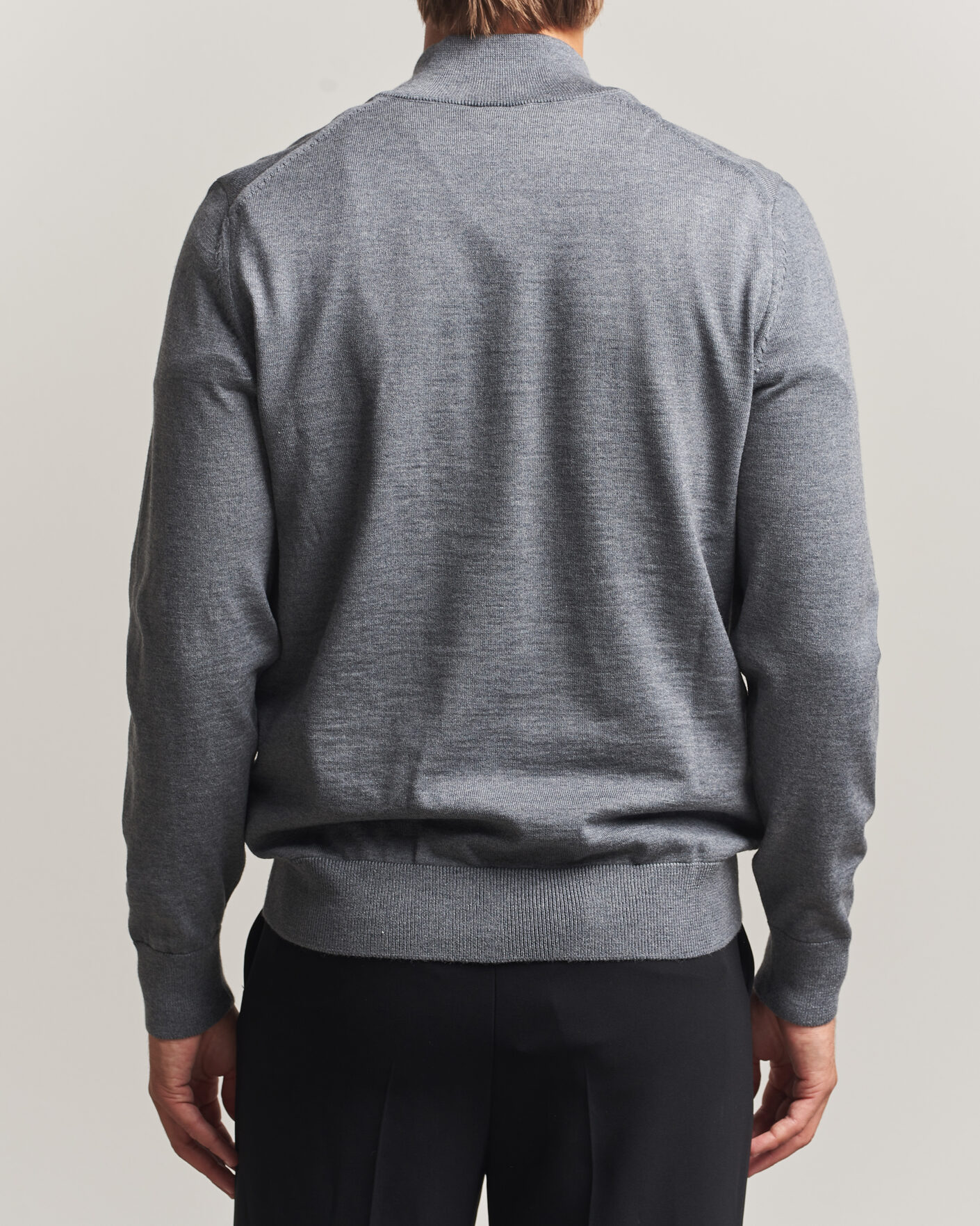 Hombres | Jerséis y prendas de punto | BOSS BLACK | Ebenji Merino Knitted Half Zip Medium Grey