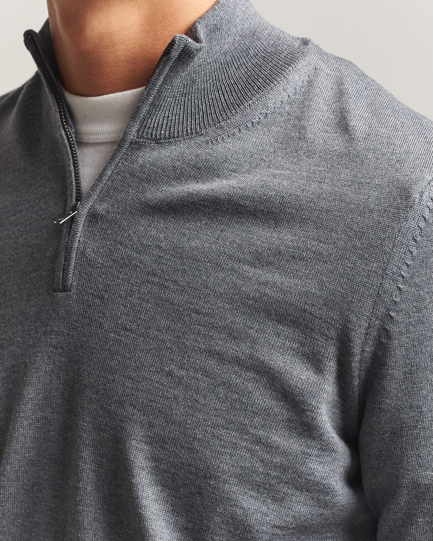 Hombres | Jerséis y prendas de punto | BOSS BLACK | Ebenji Merino Knitted Half Zip Medium Grey