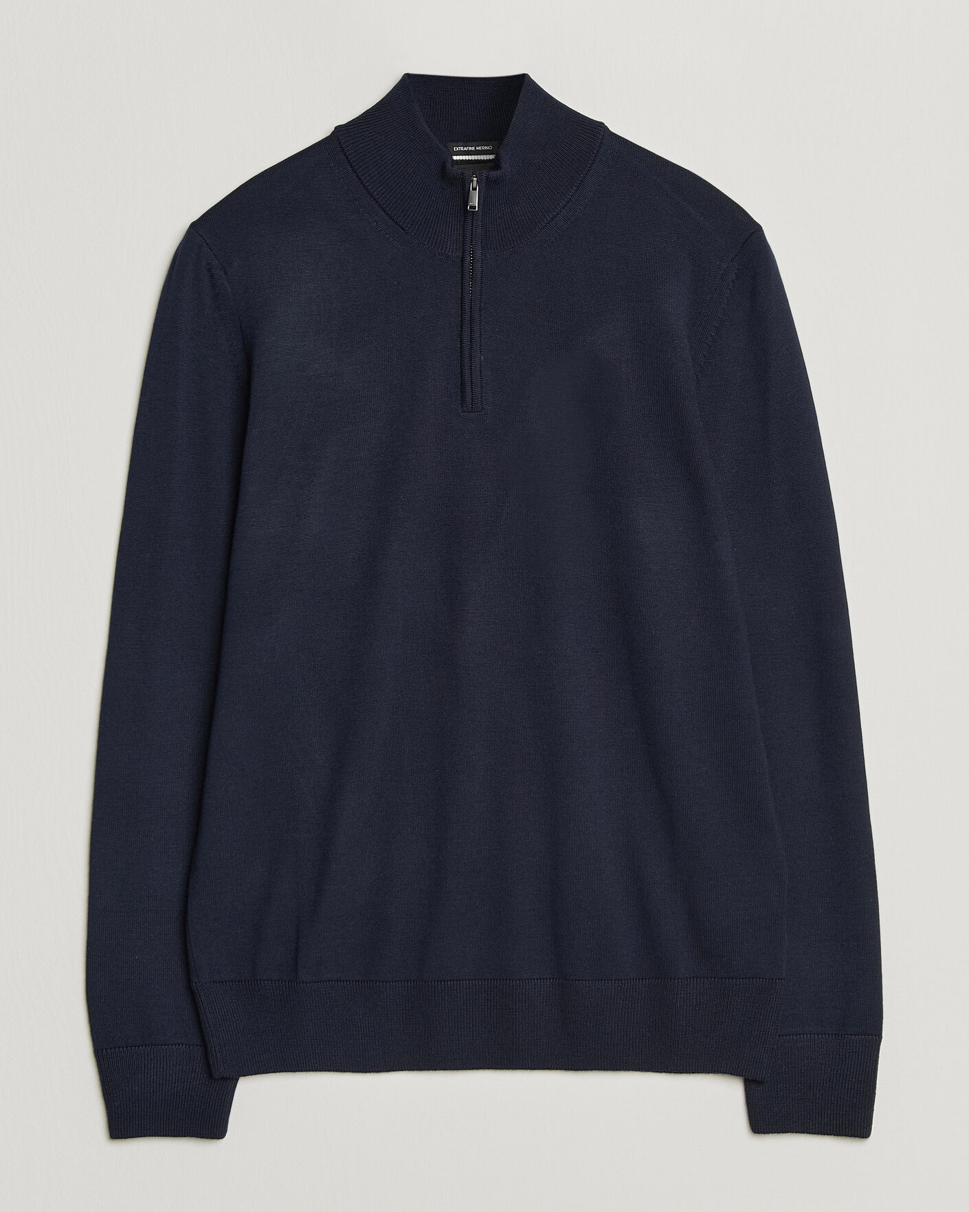 Hombres | Jerséis y prendas de punto | BOSS BLACK | Ebenji Merino Knitted Half Zip Dark Blue