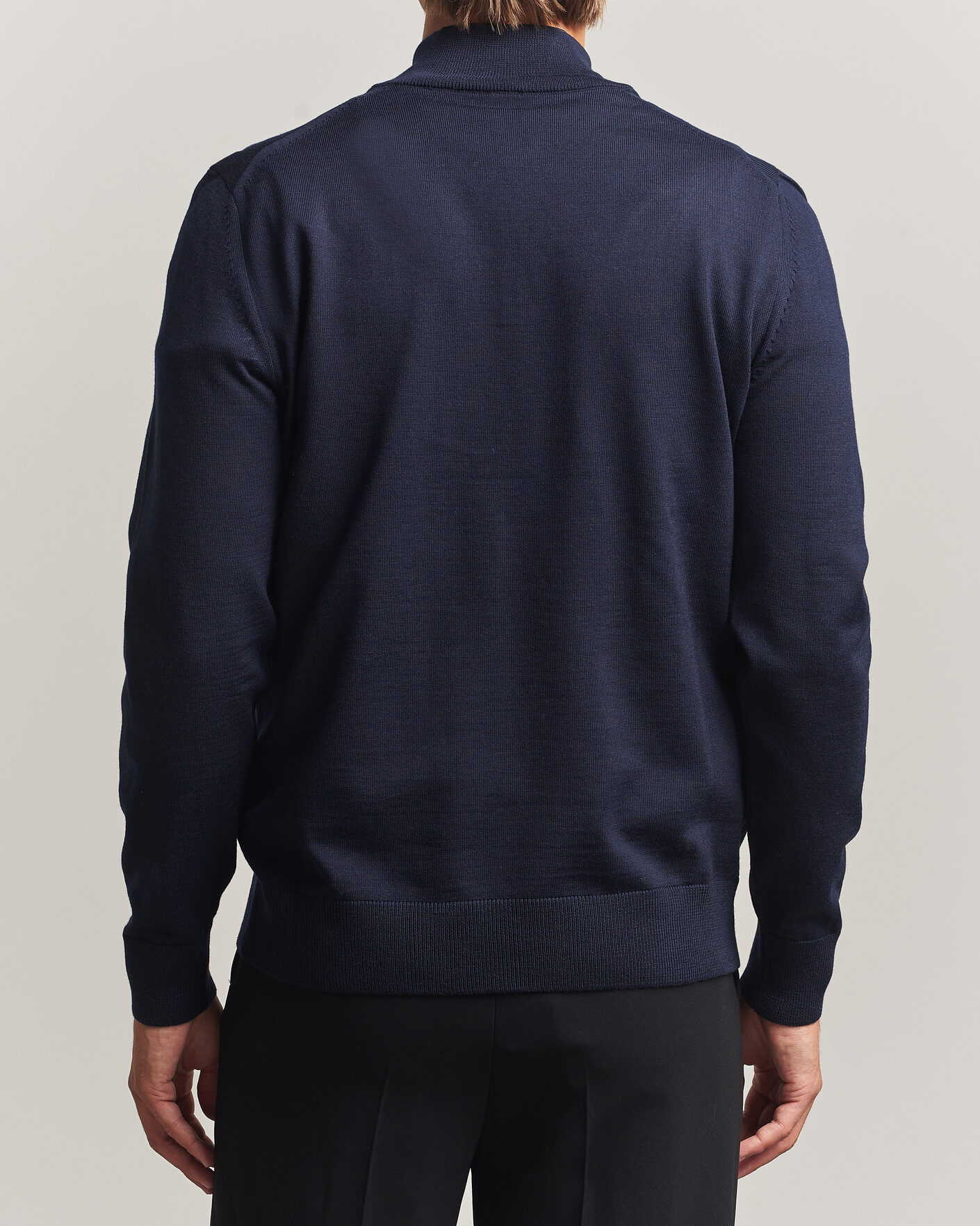 Hombres | Jerséis y prendas de punto | BOSS BLACK | Ebenji Merino Knitted Half Zip Dark Blue