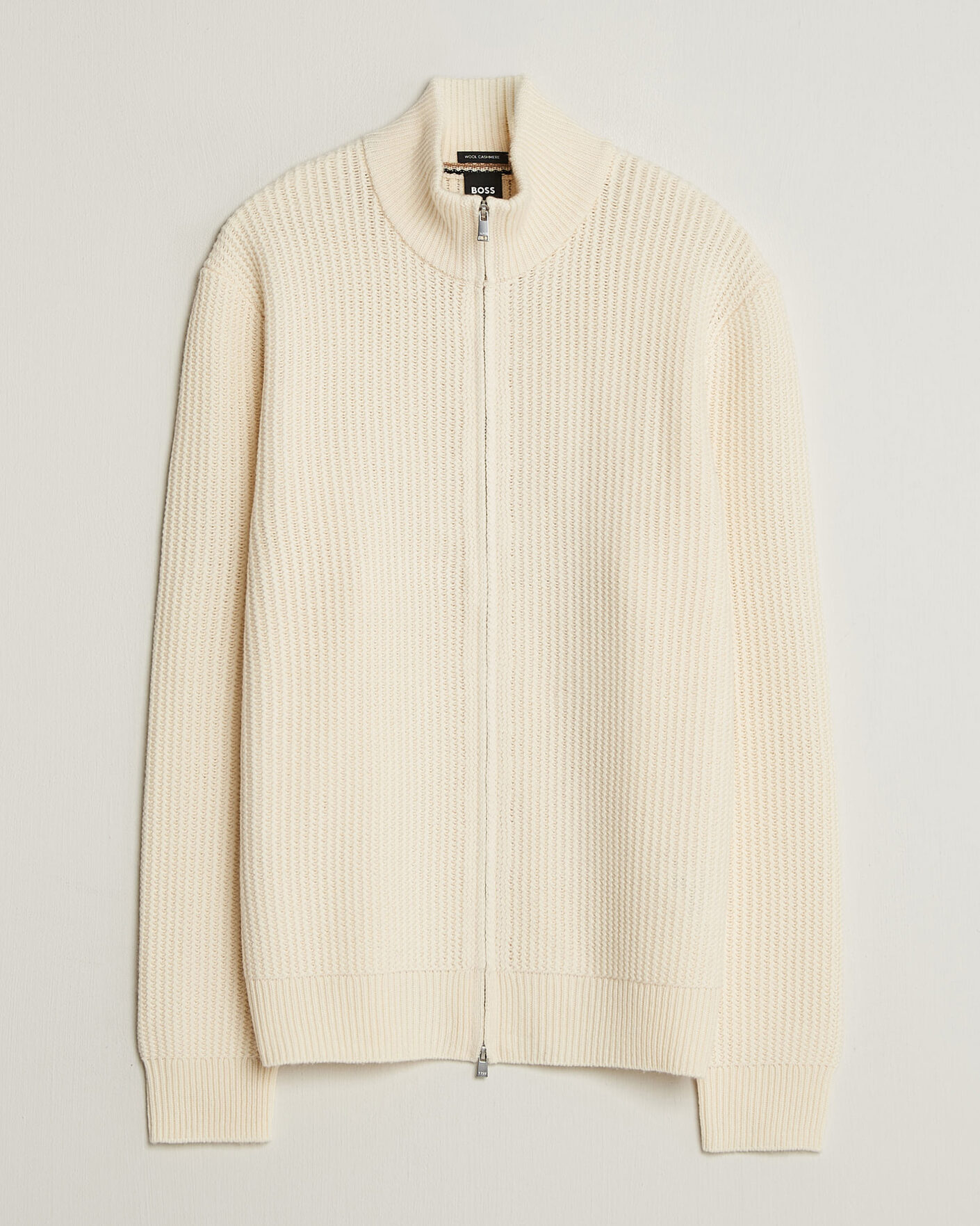 Hombres | Jerséis y prendas de punto | BOSS BLACK | Fiocco Wool/Cashmere Full Zip Open White