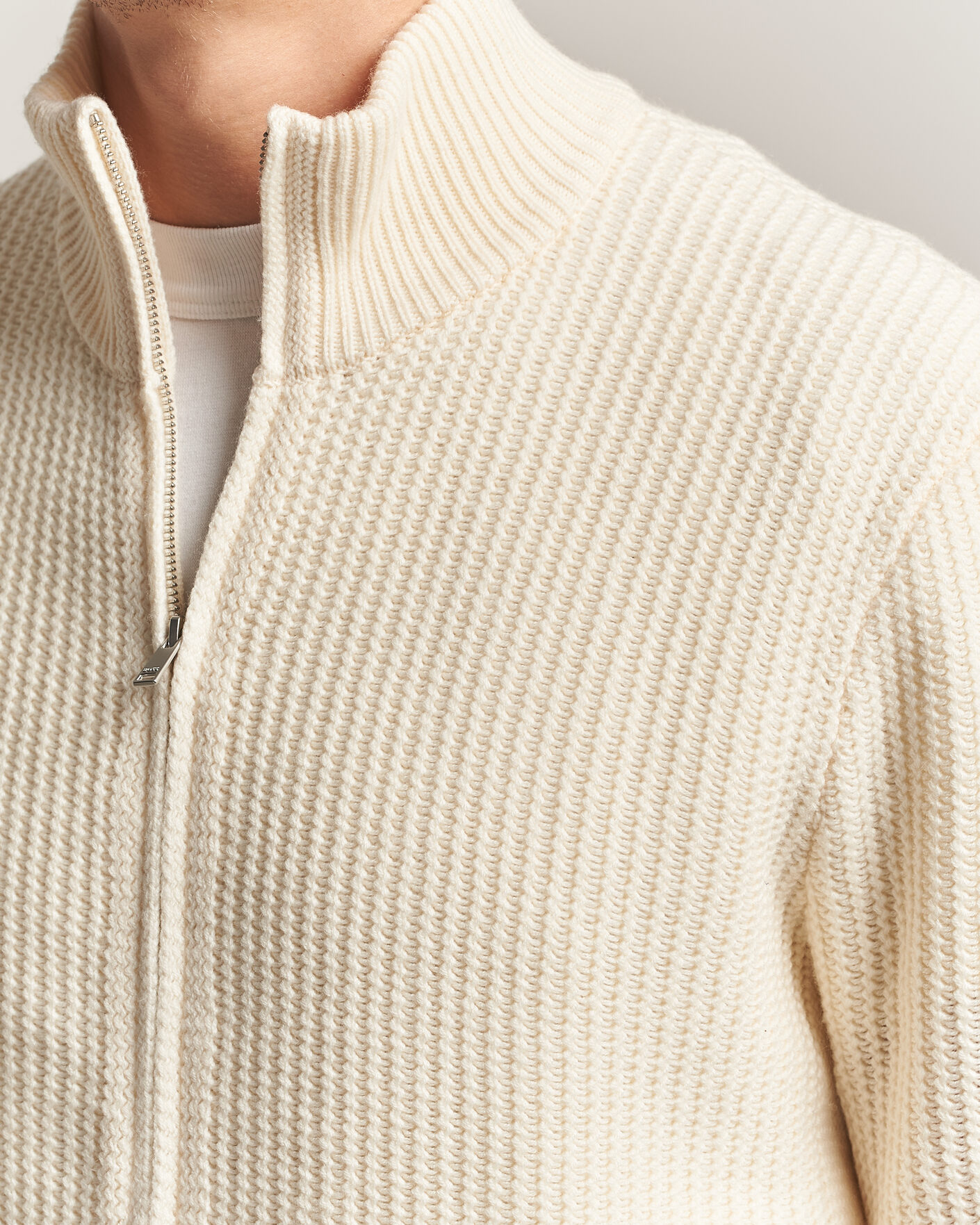 Hombres | Jerséis y prendas de punto | BOSS BLACK | Fiocco Wool/Cashmere Full Zip Open White