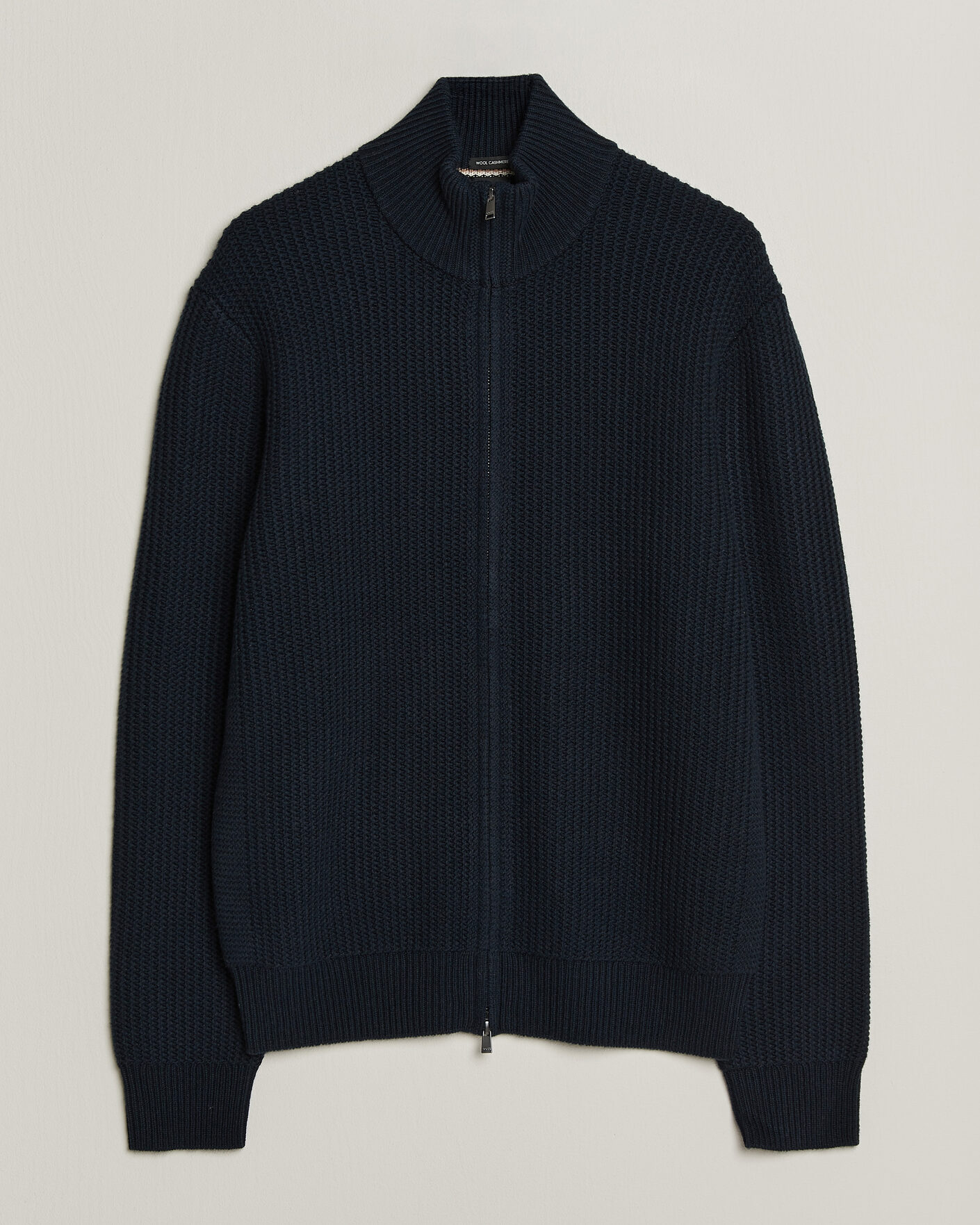 Hombres | Jerséis y prendas de punto | BOSS BLACK | Fiocco Wool/Cashmere Full Zip Dark Blue