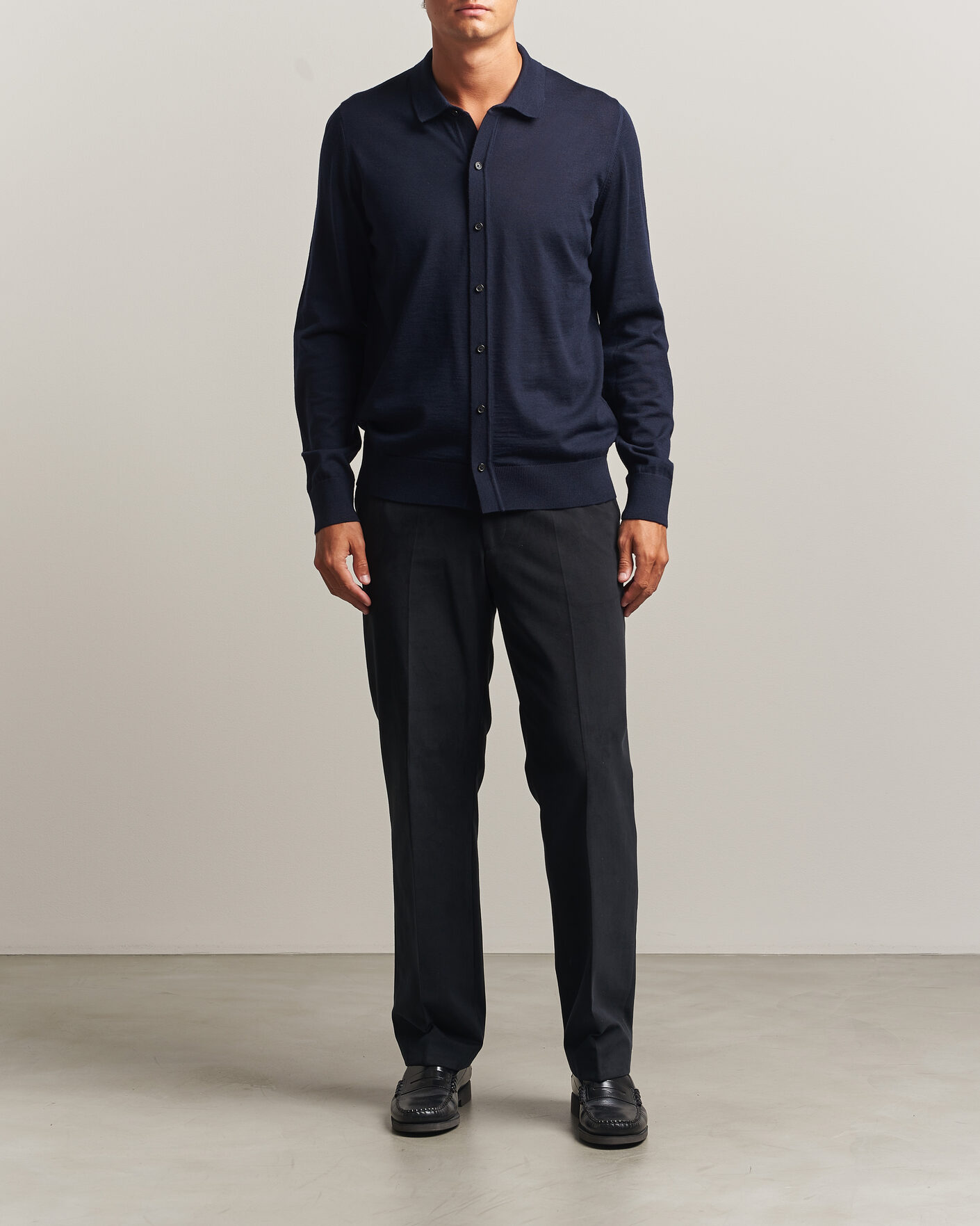 Hombres | Jerséis y prendas de punto | BOSS BLACK | Helbert Merino Knitted Cardigan Dark Blue