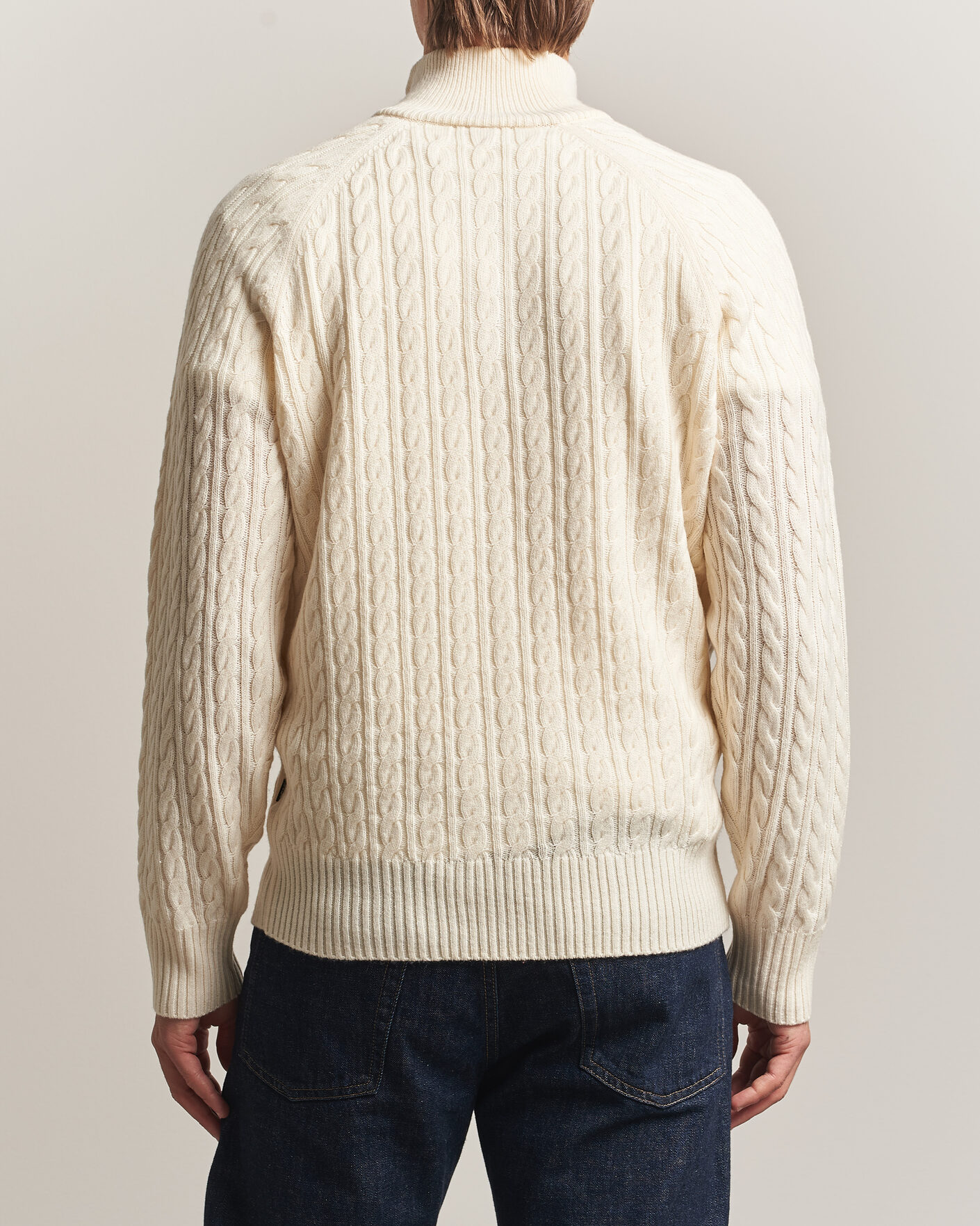 Hombres | Jerséis y prendas de punto | BOSS BLACK | Furore Wool/Cashmere Cable Half Zip Open White