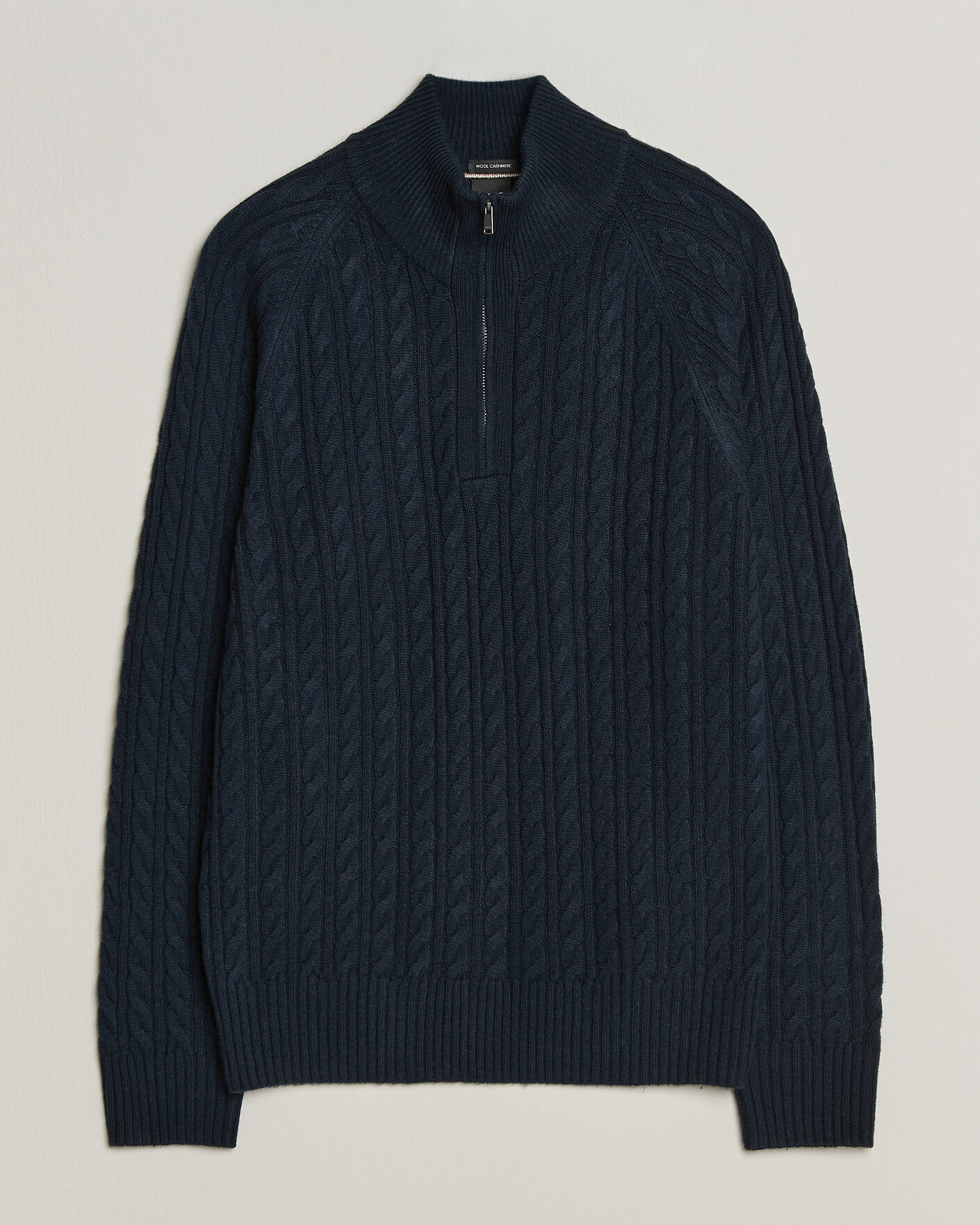 Hombres | Jerséis y prendas de punto | BOSS BLACK | Furore Wool/Cashmere Cable Half Zip Dark Blue