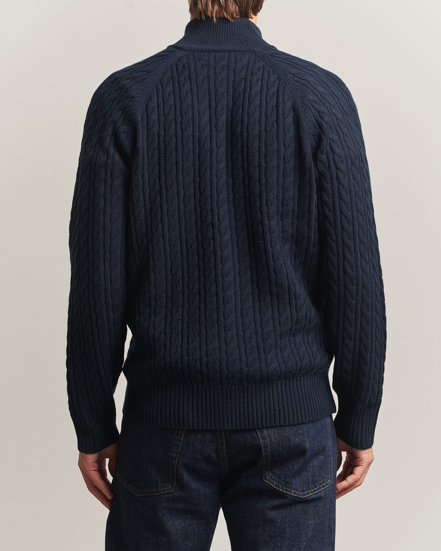 Hombres | Jerséis y prendas de punto | BOSS BLACK | Furore Wool/Cashmere Cable Half Zip Dark Blue