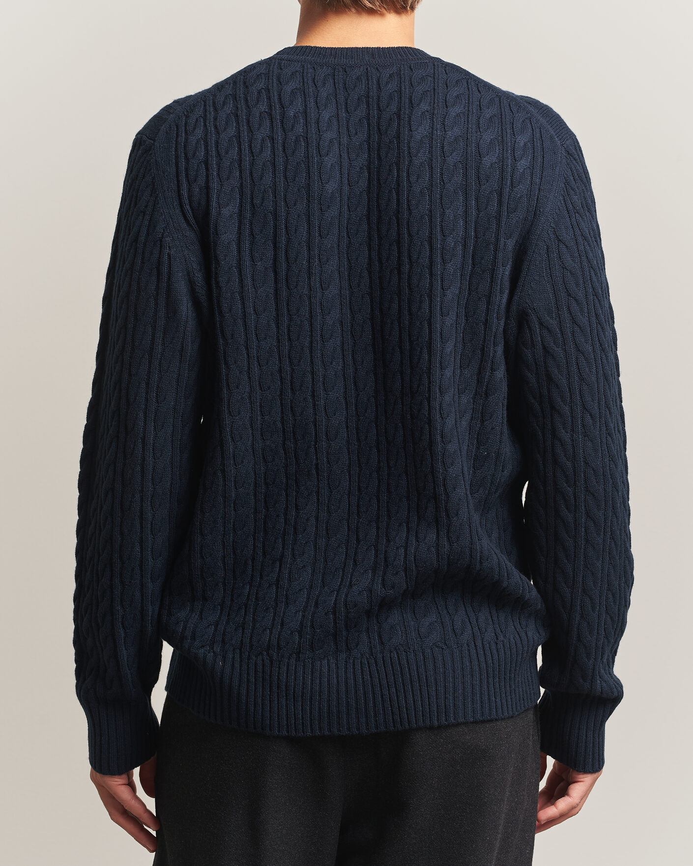 Hombres | Jerséis y prendas de punto | BOSS BLACK | Furlan Wool/Cashmere Cable Crew Neck Dark Blue