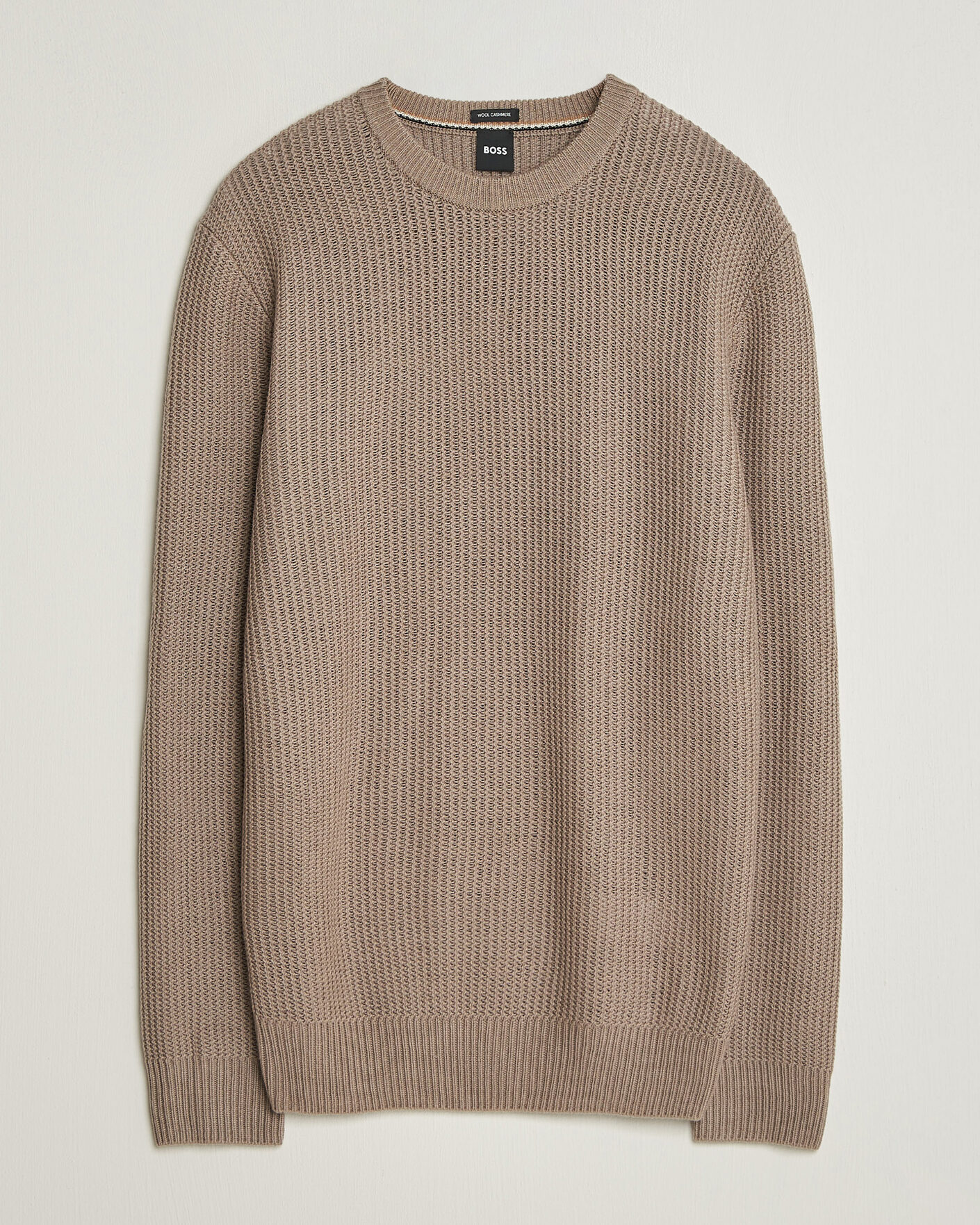 Hombres | Jerséis y prendas de punto | BOSS BLACK | Fiocchetto Wool/Cashmere Crew Neck Open Brown