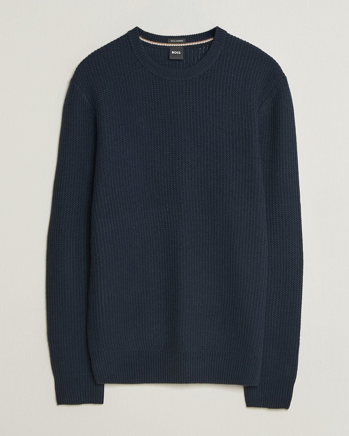 Hombres | Jerséis y prendas de punto | BOSS BLACK | Fiocchetto Wool/Cashmere Crew Neck Dark Blue