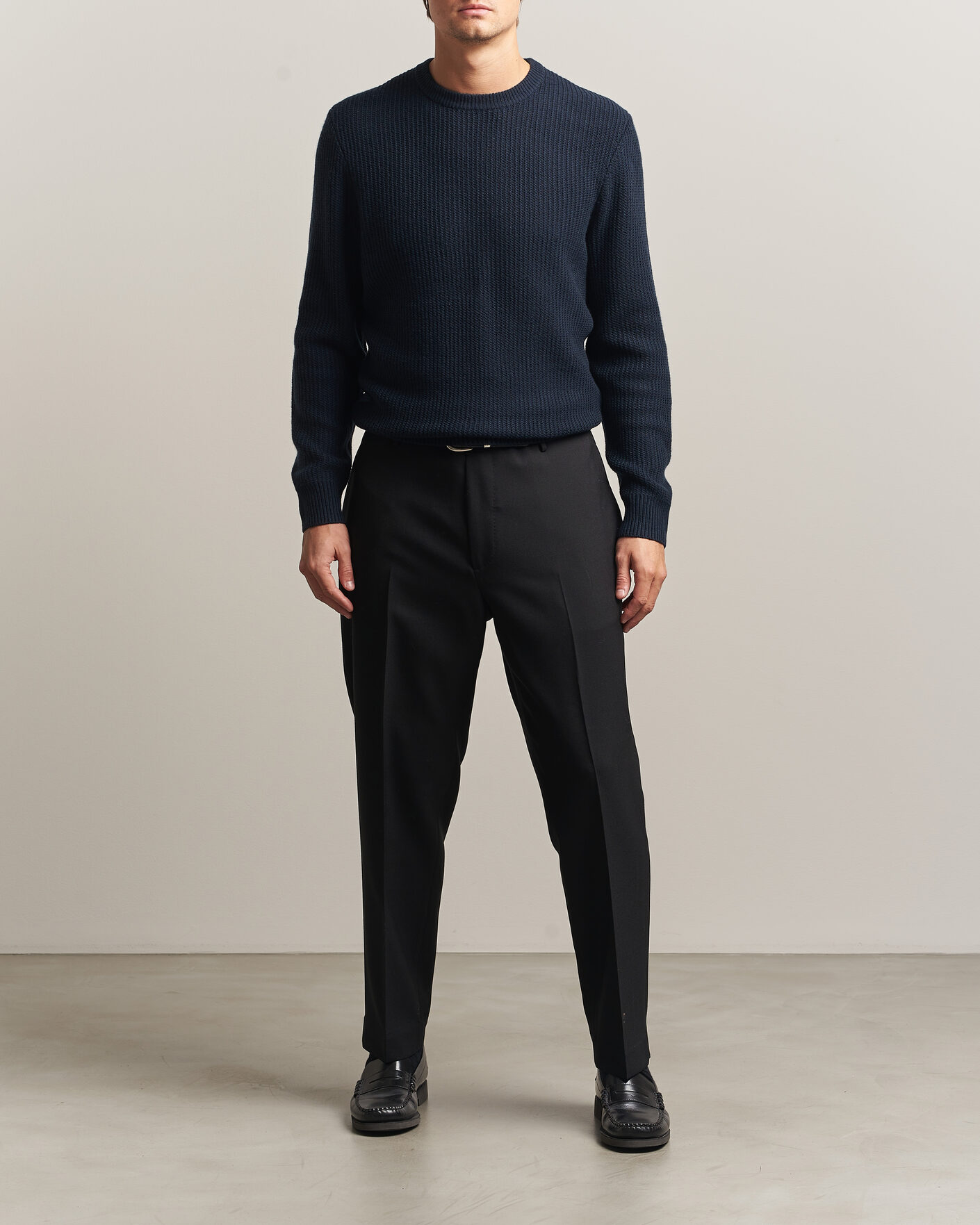 Hombres | Jerséis y prendas de punto | BOSS BLACK | Fiocchetto Wool/Cashmere Crew Neck Dark Blue