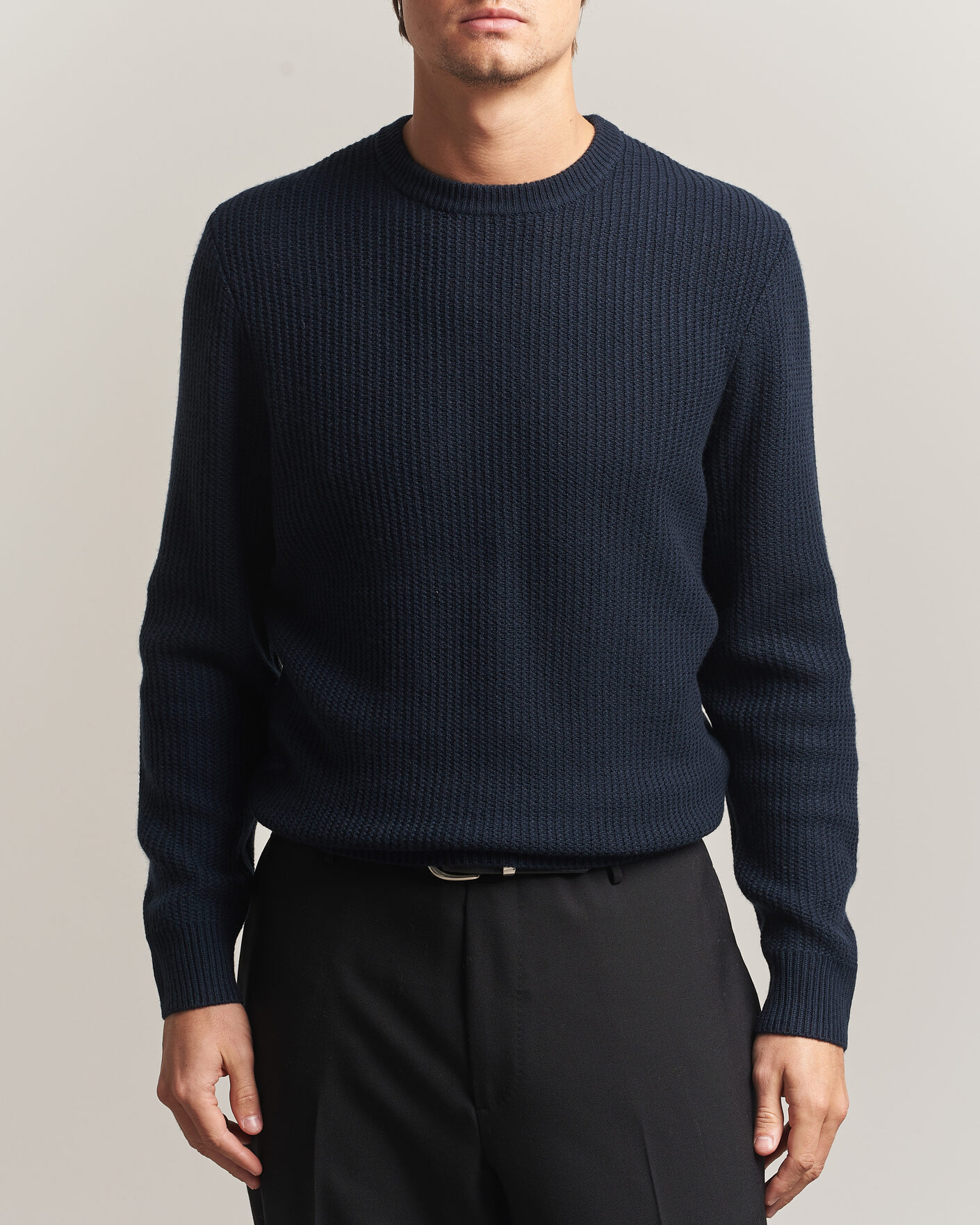 Hombres | Jerséis y prendas de punto | BOSS BLACK | Fiocchetto Wool/Cashmere Crew Neck Dark Blue