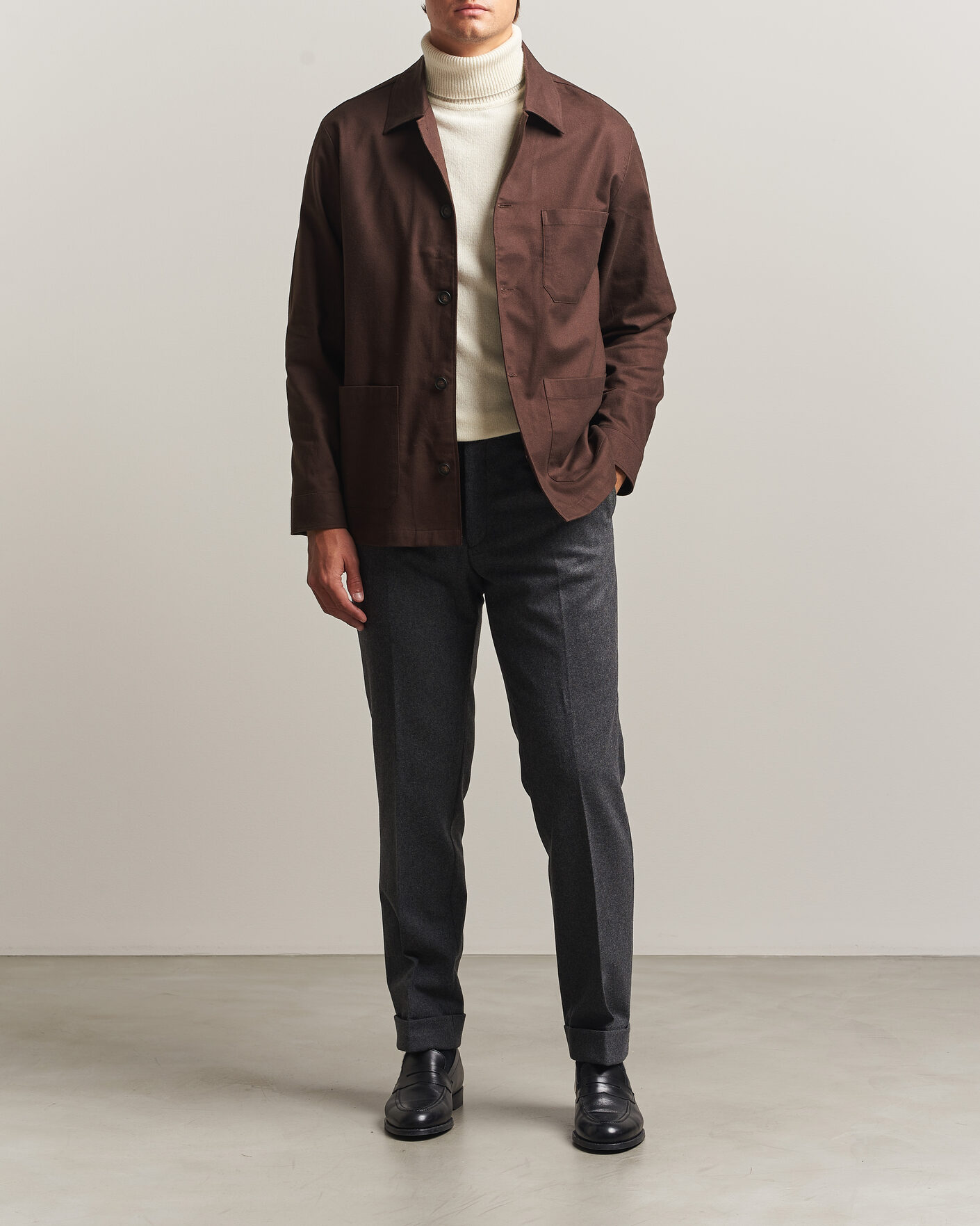 Hombres | Camisas | BOSS BLACK | Cai Cotton Overshirt Dark Brown