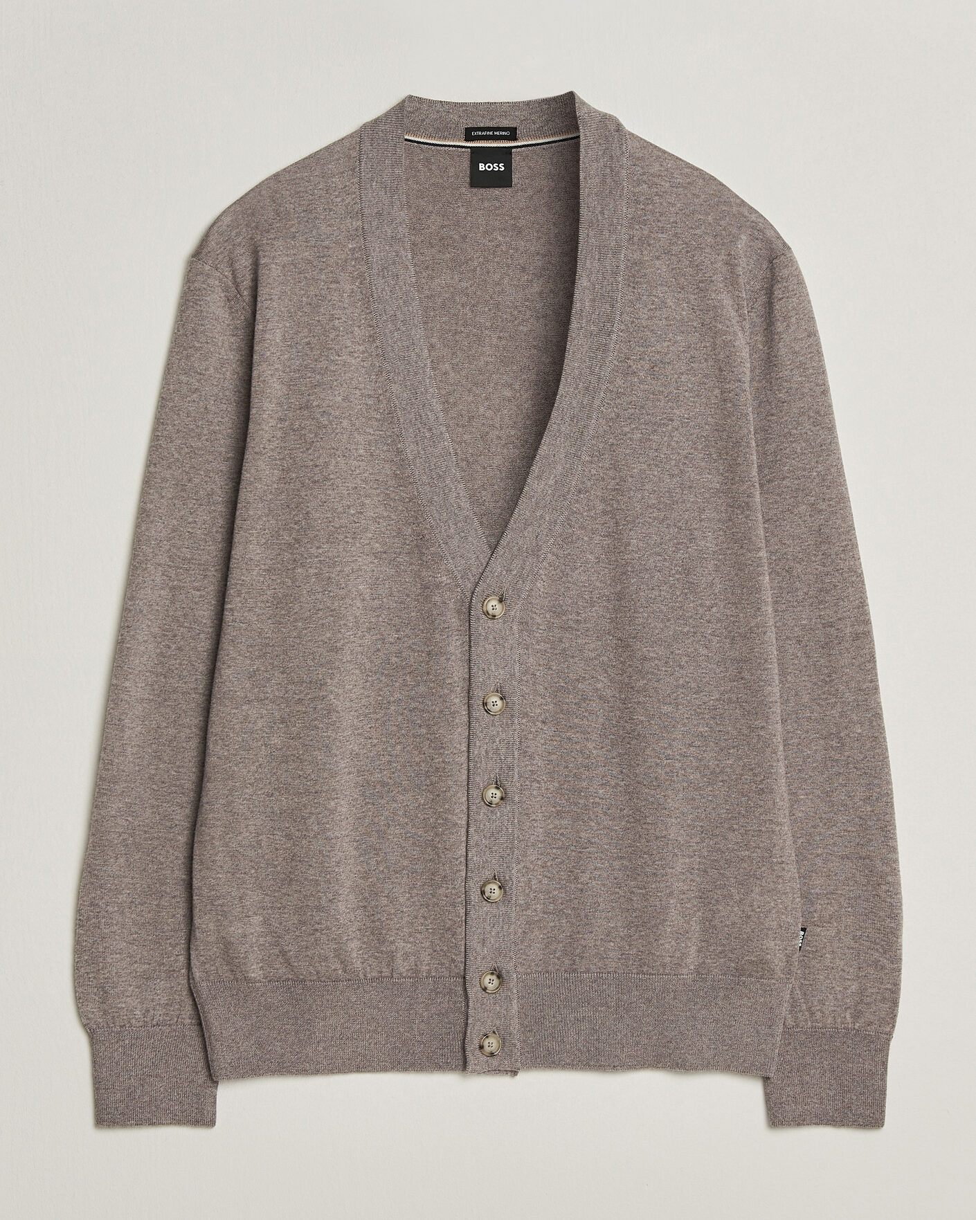 Hombres | Jerséis y prendas de punto | BOSS BLACK | Mardon Wool Cardigan Open Brown
