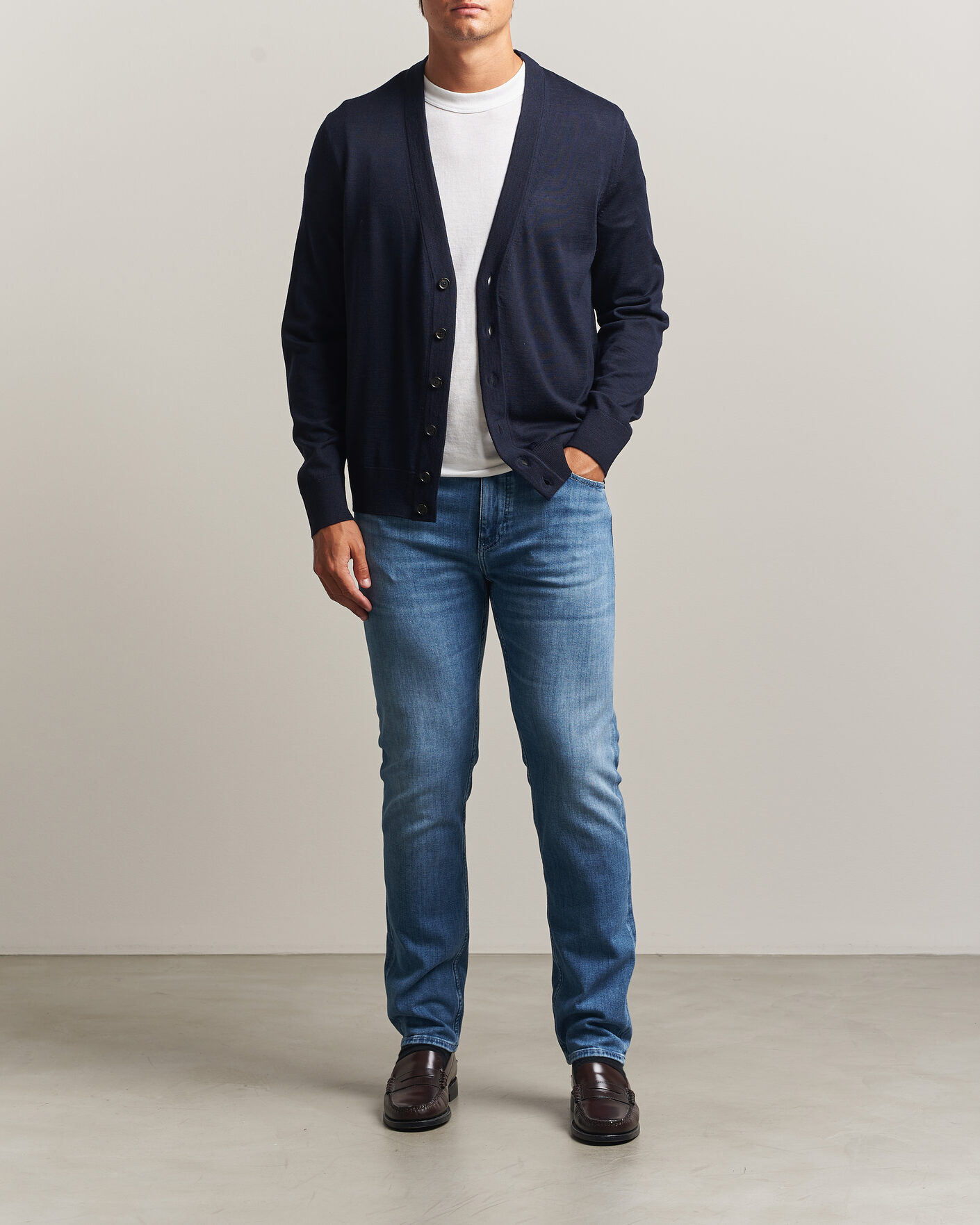 Hombres | Jerséis y prendas de punto | BOSS BLACK | Mardon Wool Cardigan Dark Blue