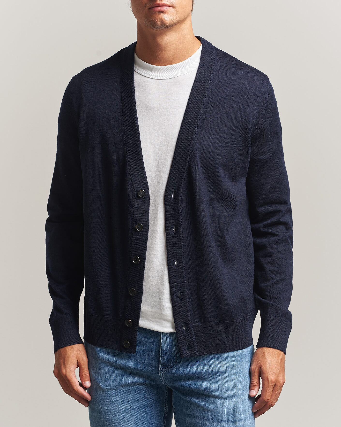 Hombres | Jerséis y prendas de punto | BOSS BLACK | Mardon Wool Cardigan Dark Blue
