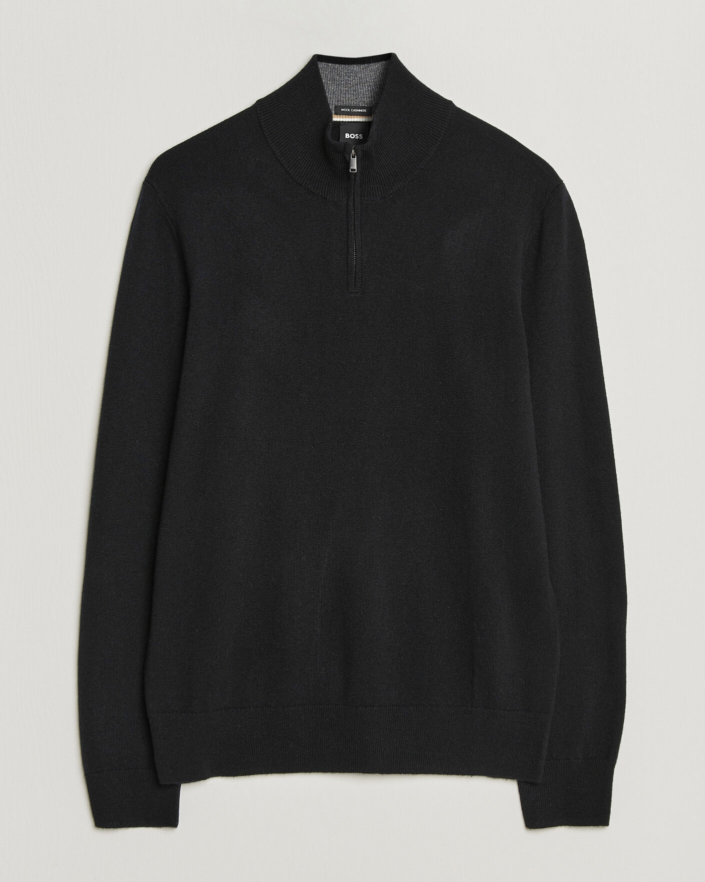 Hombres | Jerséis y prendas de punto | BOSS BLACK | Hemarlo Wool/Cashmere Half Zip Black