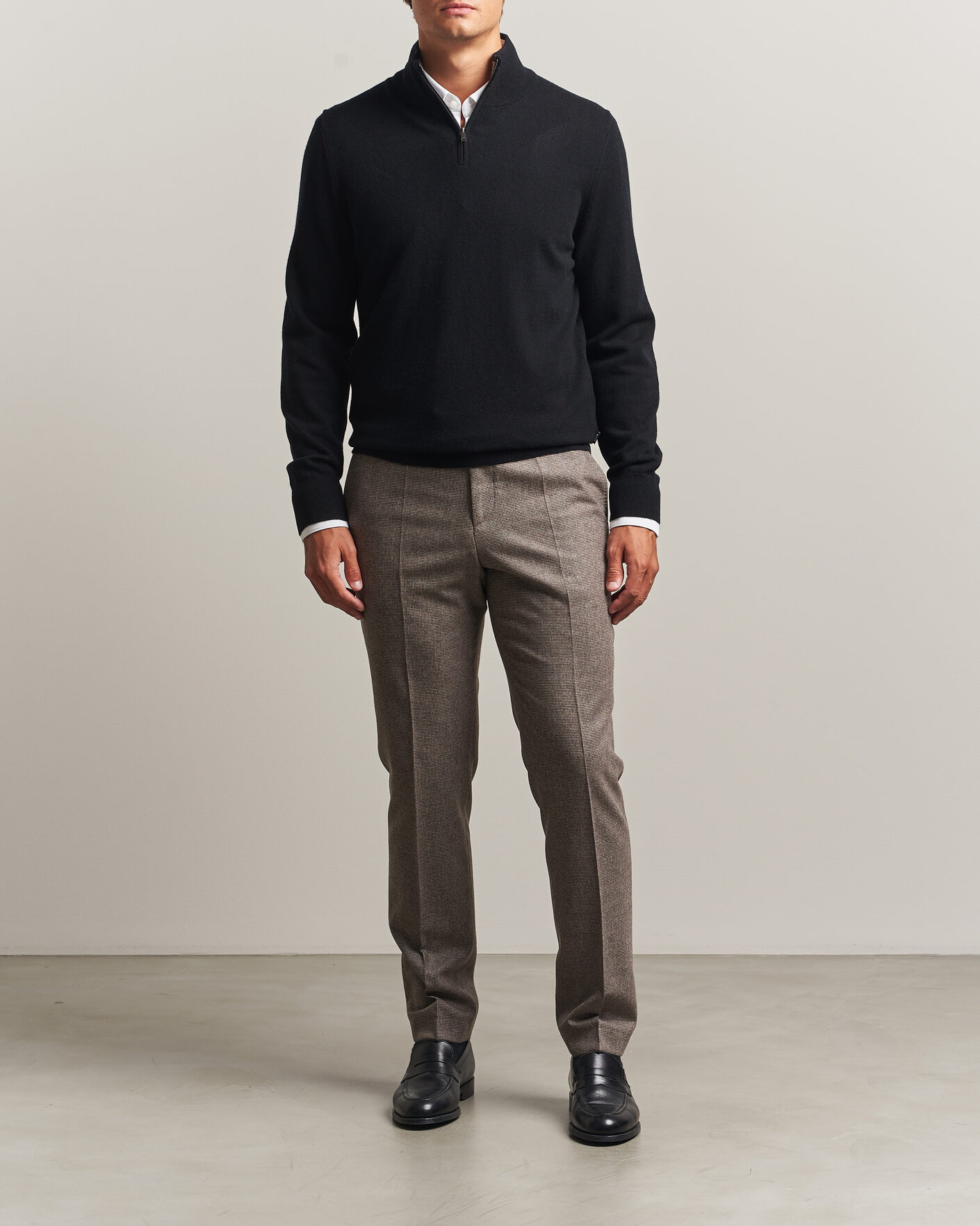 Hombres | Jerséis y prendas de punto | BOSS BLACK | Hemarlo Wool/Cashmere Half Zip Black