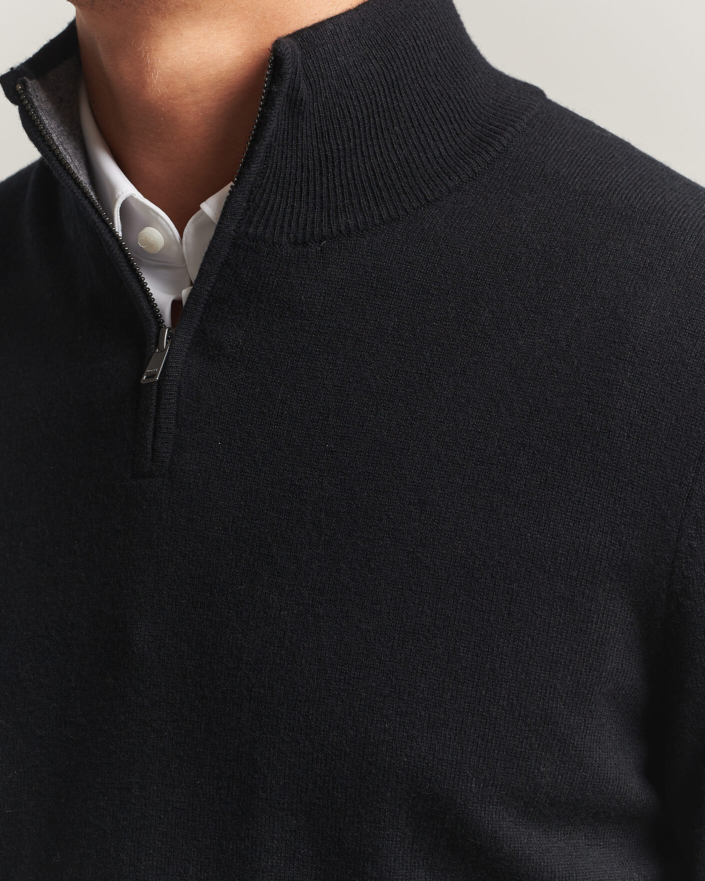 Hombres | Jerséis y prendas de punto | BOSS BLACK | Hemarlo Wool/Cashmere Half Zip Black