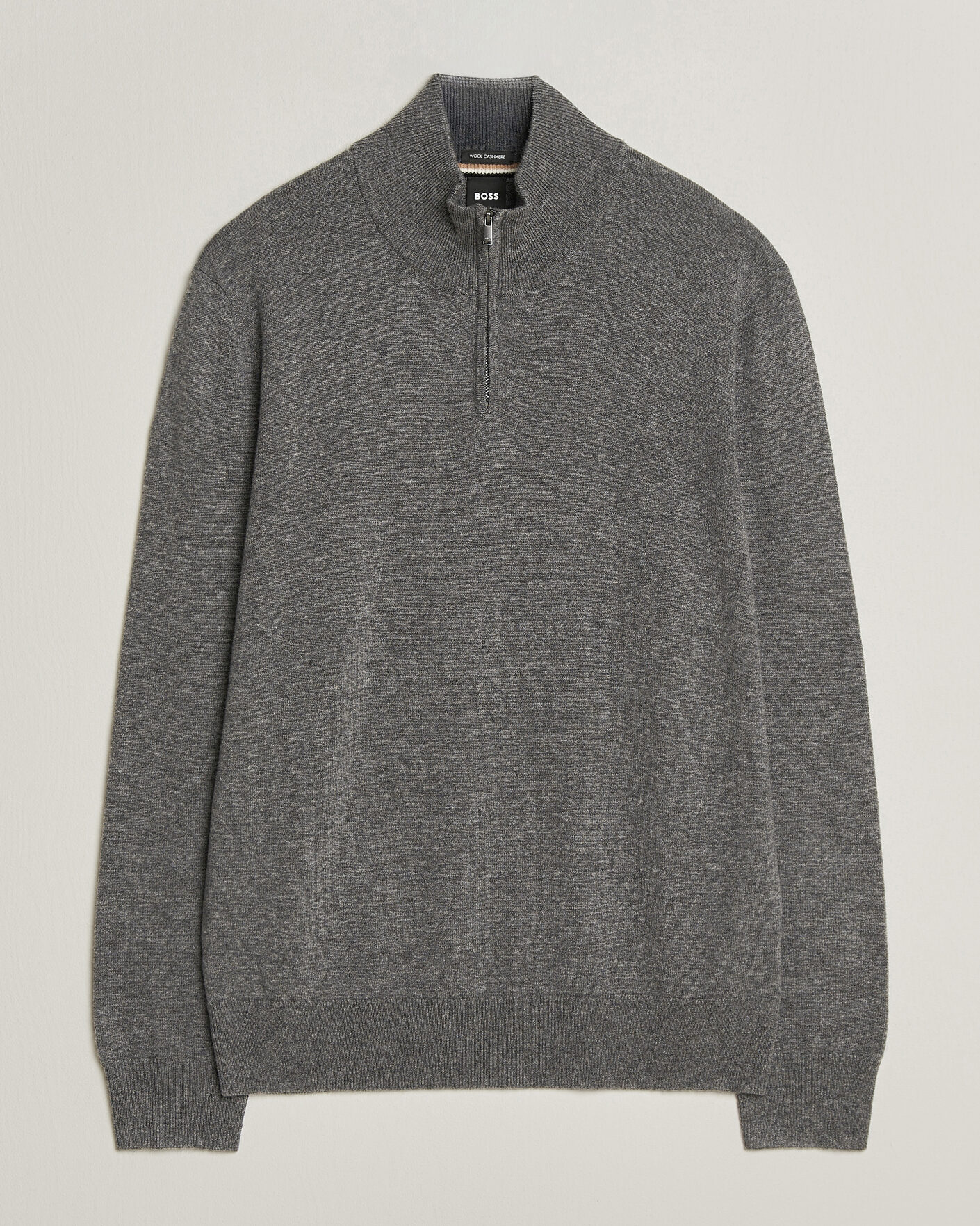 Hombres | Jerséis y prendas de punto | BOSS BLACK | Hemarlo Wool/Cashmere Half Zip Medium Grey
