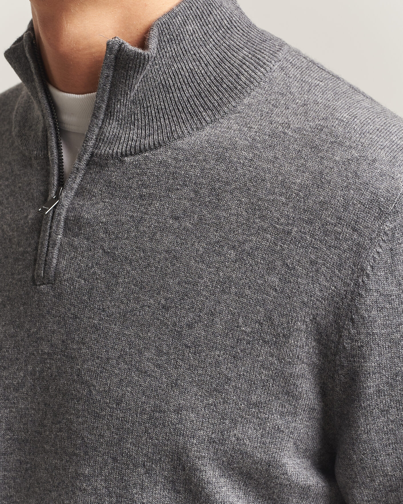 Hombres | Jerséis y prendas de punto | BOSS BLACK | Hemarlo Wool/Cashmere Half Zip Medium Grey