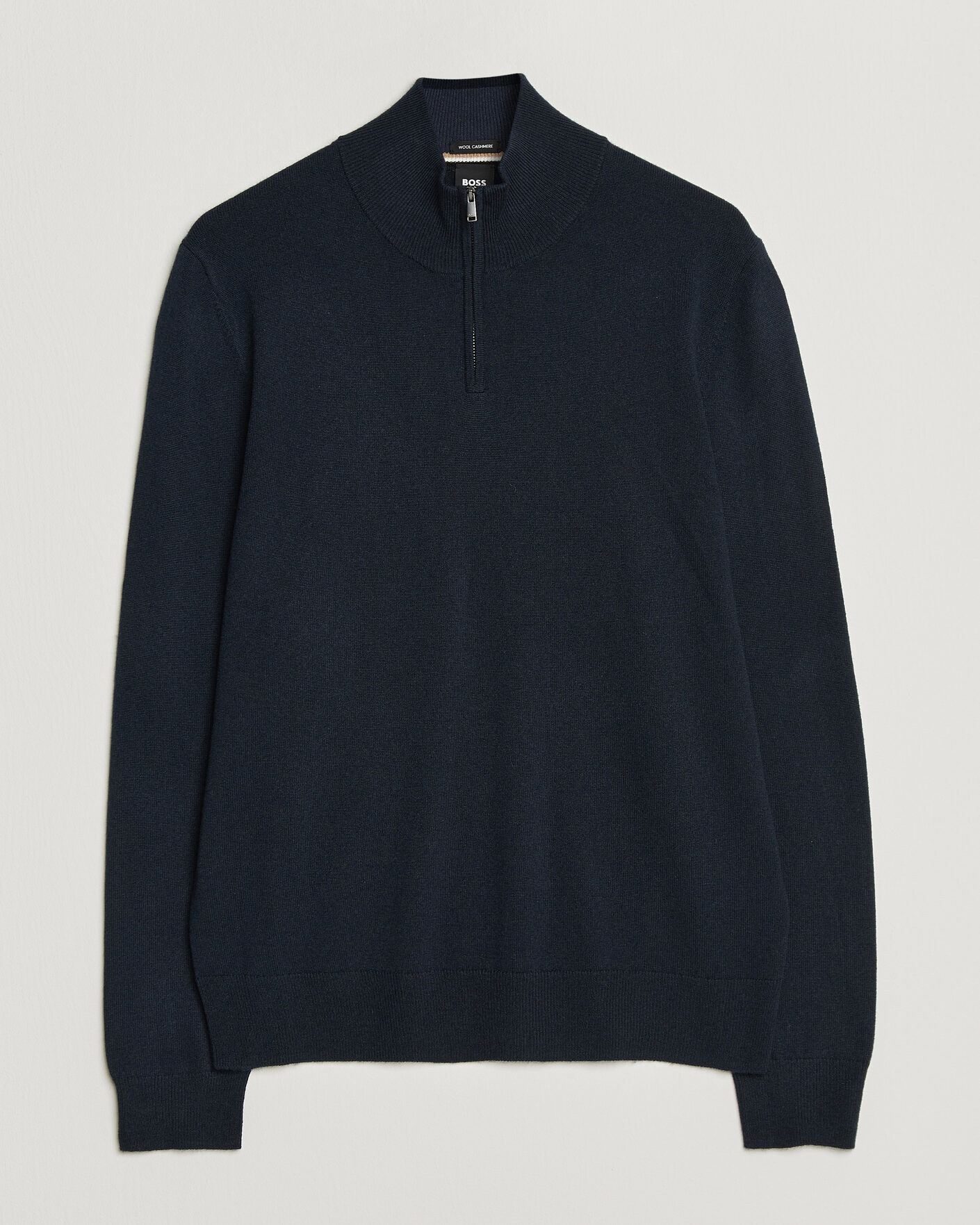 Hombres | Jerséis y prendas de punto | BOSS BLACK | Hemarlo Wool/Cashmere Half Zip Dark Blue