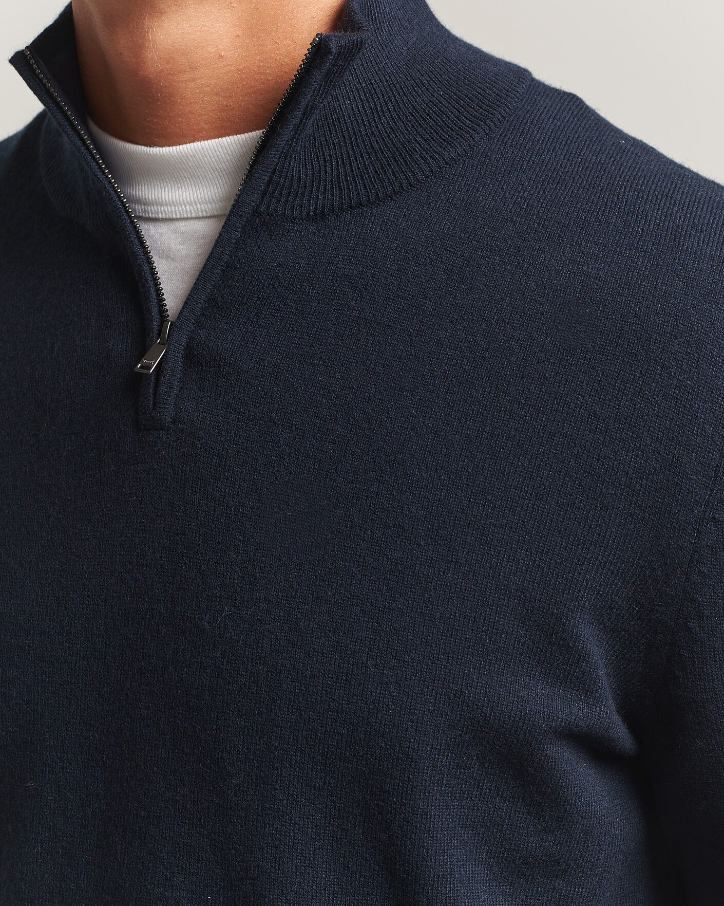 Hombres | Jerséis y prendas de punto | BOSS BLACK | Hemarlo Wool/Cashmere Half Zip Dark Blue