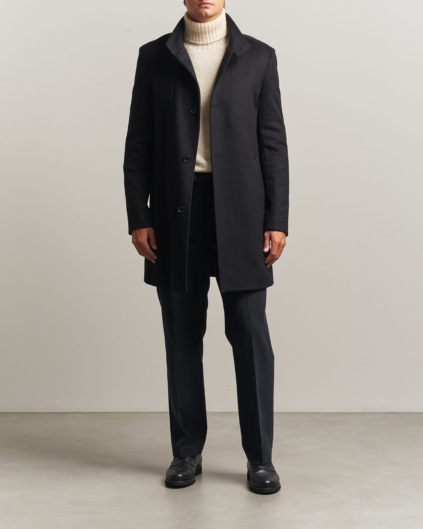 Hombres | Abrigos y chaquetas | BOSS BLACK | Hyde Wool Stand Up Collar Coat Black