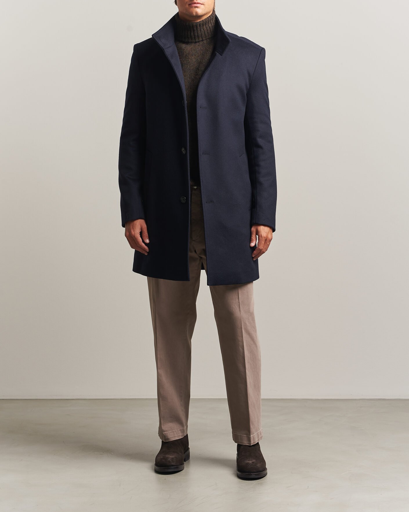 Hombres | Abrigos y chaquetas | BOSS BLACK | Hyde Wool Stand Up Collar Coat Dark Blue