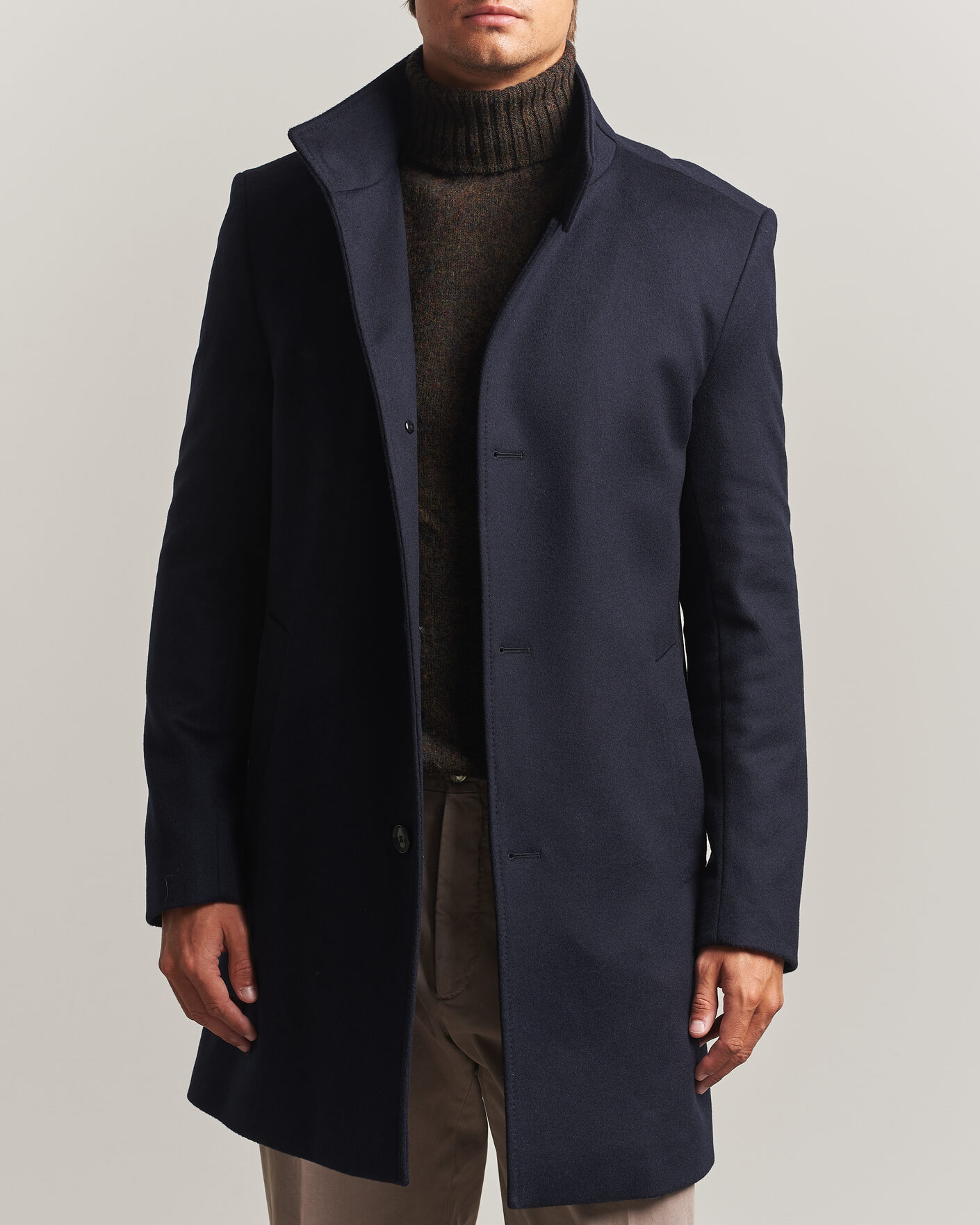 Hombres | Abrigos y chaquetas | BOSS BLACK | Hyde Wool Stand Up Collar Coat Dark Blue
