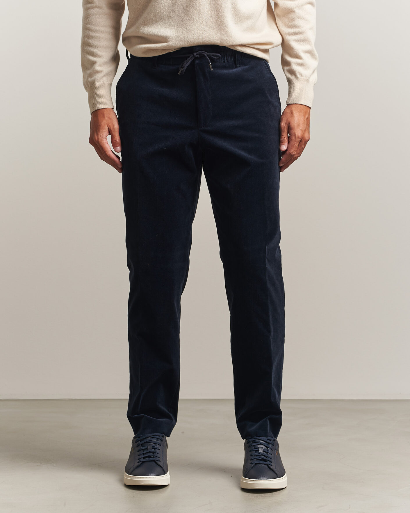 Hombres | Pantalones | BOSS BLACK | Perin Corduroy Drawstring Trousers Dark Blue