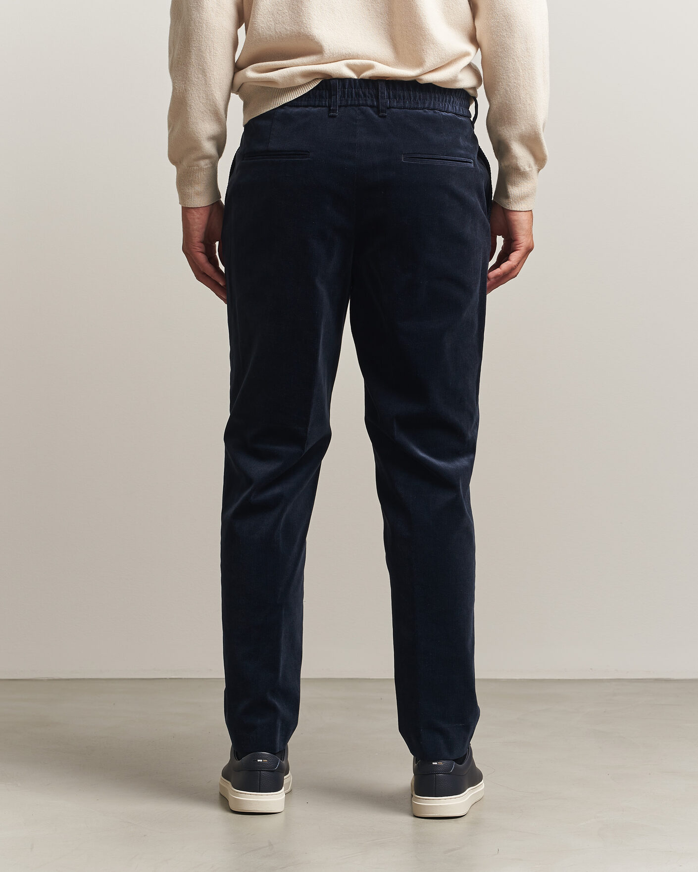Hombres | Pantalones | BOSS BLACK | Perin Corduroy Drawstring Trousers Dark Blue
