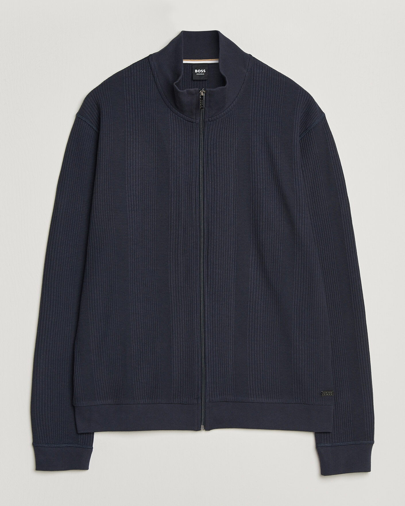 Hombres | Jerséis y prendas de punto | BOSS BLACK | Structured Loungewear Full Zip Dark Blue