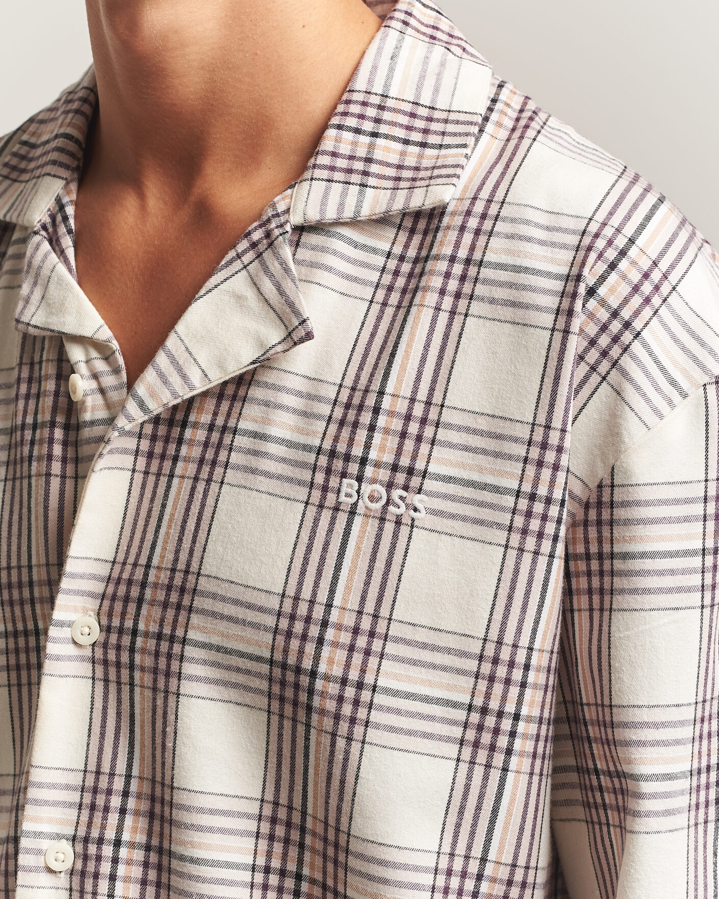 Hombres | Pijamas y batas | BOSS BLACK | Checked Flannel Pyjama Set Open White