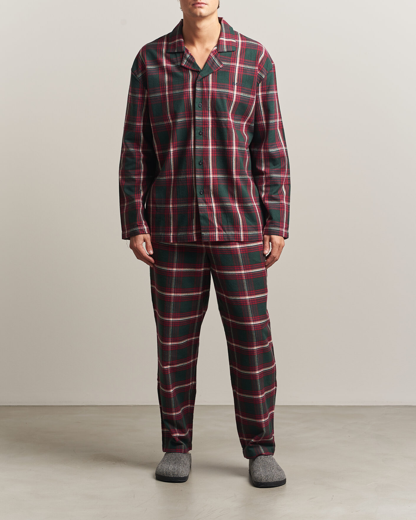 Hombres | Pijamas y batas | BOSS BLACK | Checked Flannel Pyjama Set Open Red