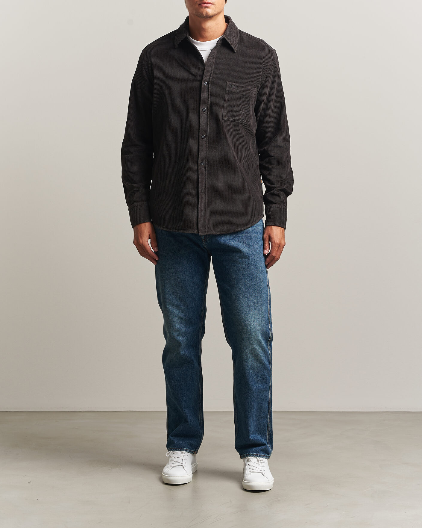 Hombres | Camisas | BOSS ORANGE | Relegant Corduroy Shirt Black