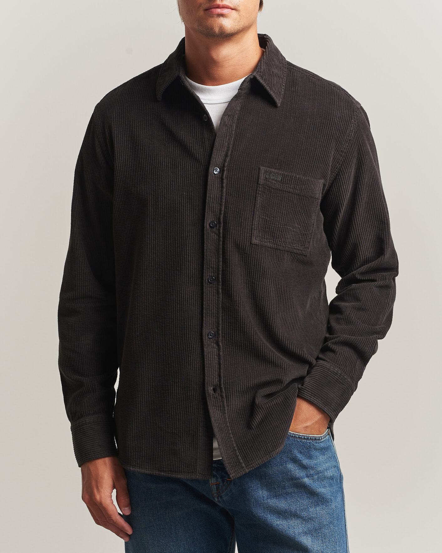 Hombres | Camisas | BOSS ORANGE | Relegant Corduroy Shirt Black