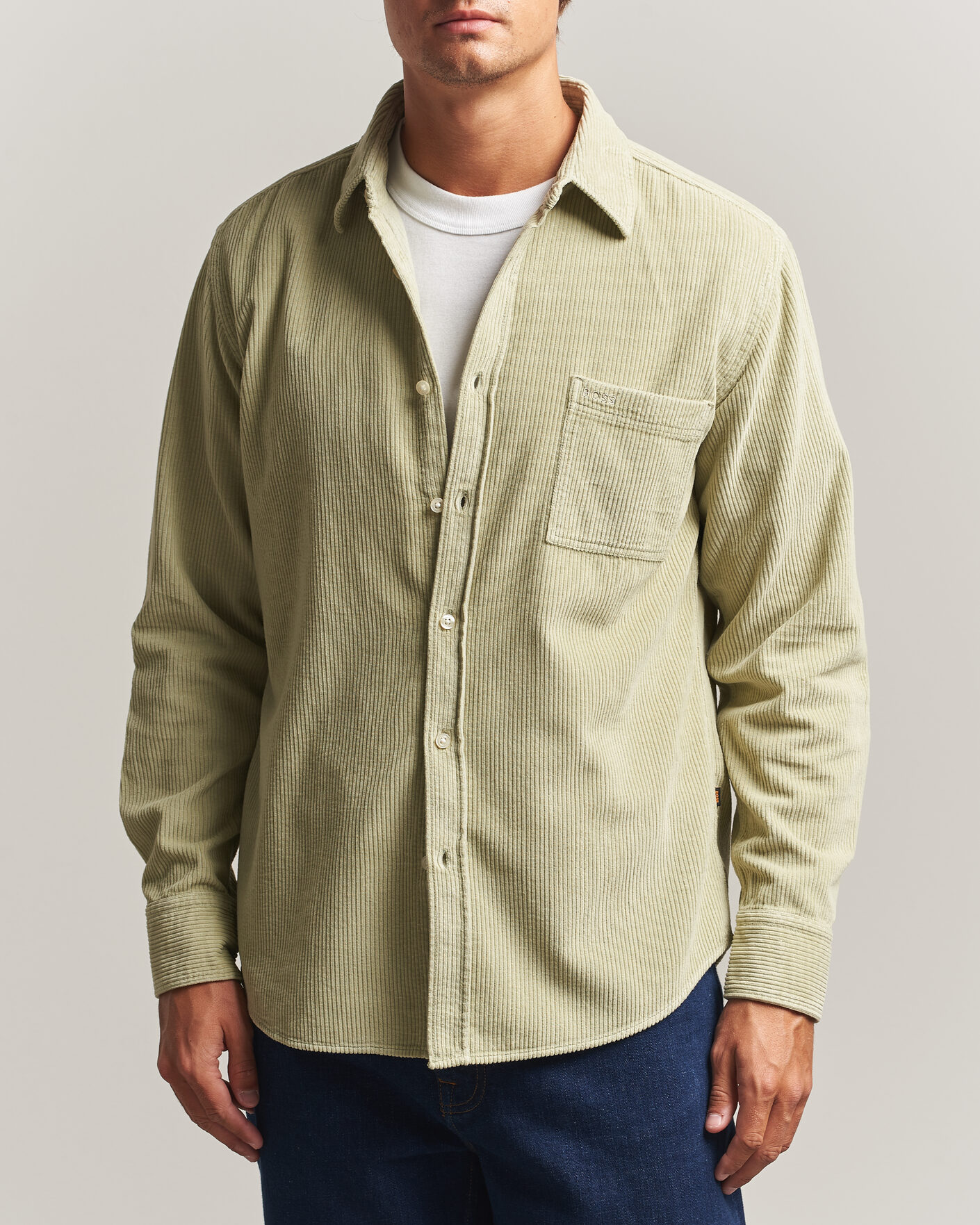 Hombres | Camisas | BOSS ORANGE | Relegant Corduroy Shirt Open Green