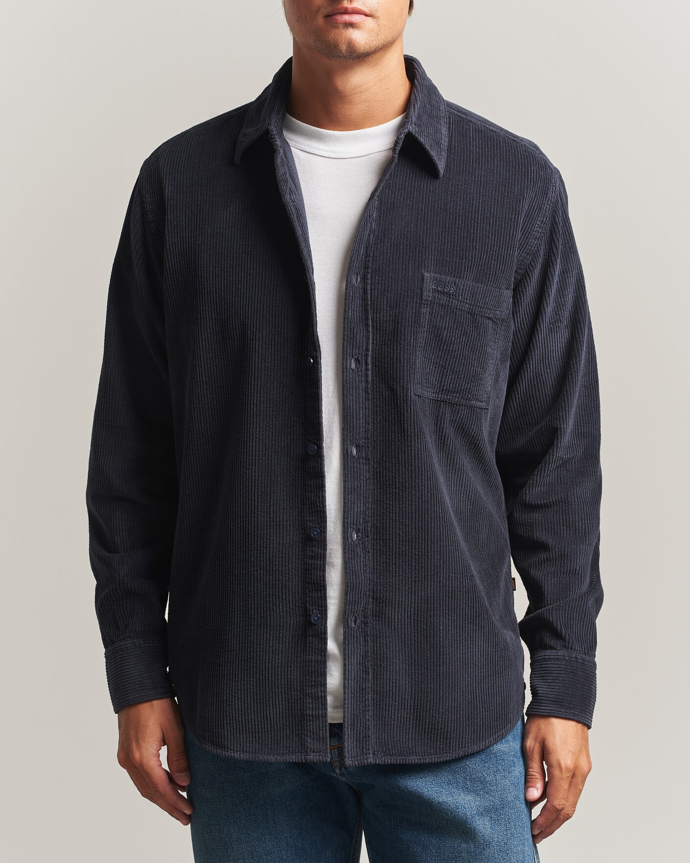 Hombres | Camisas | BOSS ORANGE | Relegant Corduroy Shirt Dark Blue