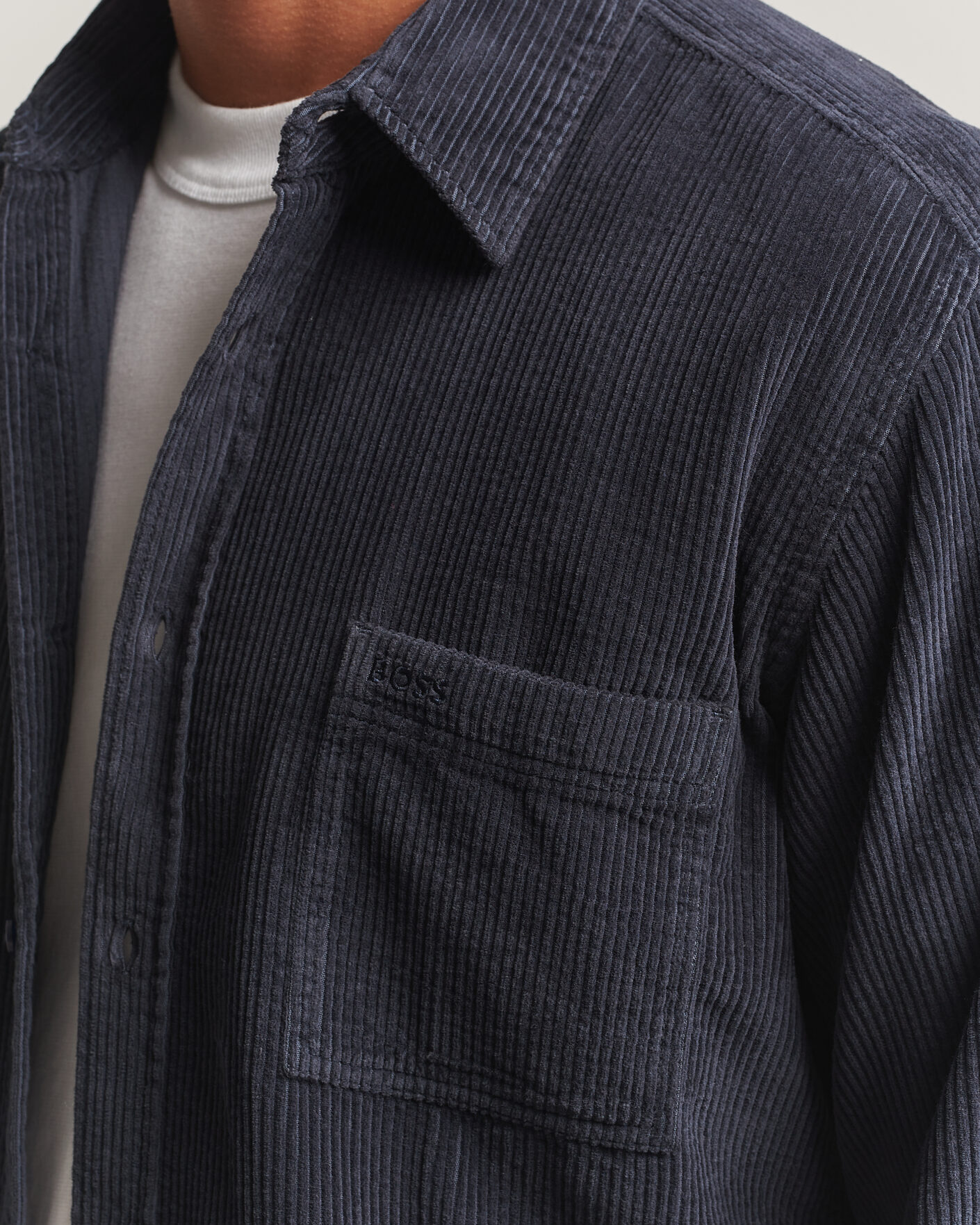Hombres | Camisas | BOSS ORANGE | Relegant Corduroy Shirt Dark Blue