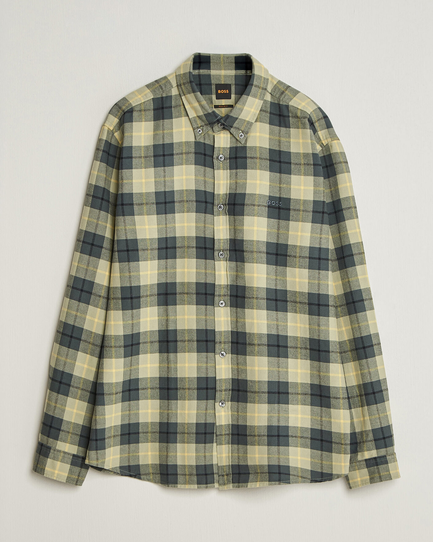 Hombres | Camisas | BOSS ORANGE | Rickert Brushed Cotton Checked Shirt Open Green
